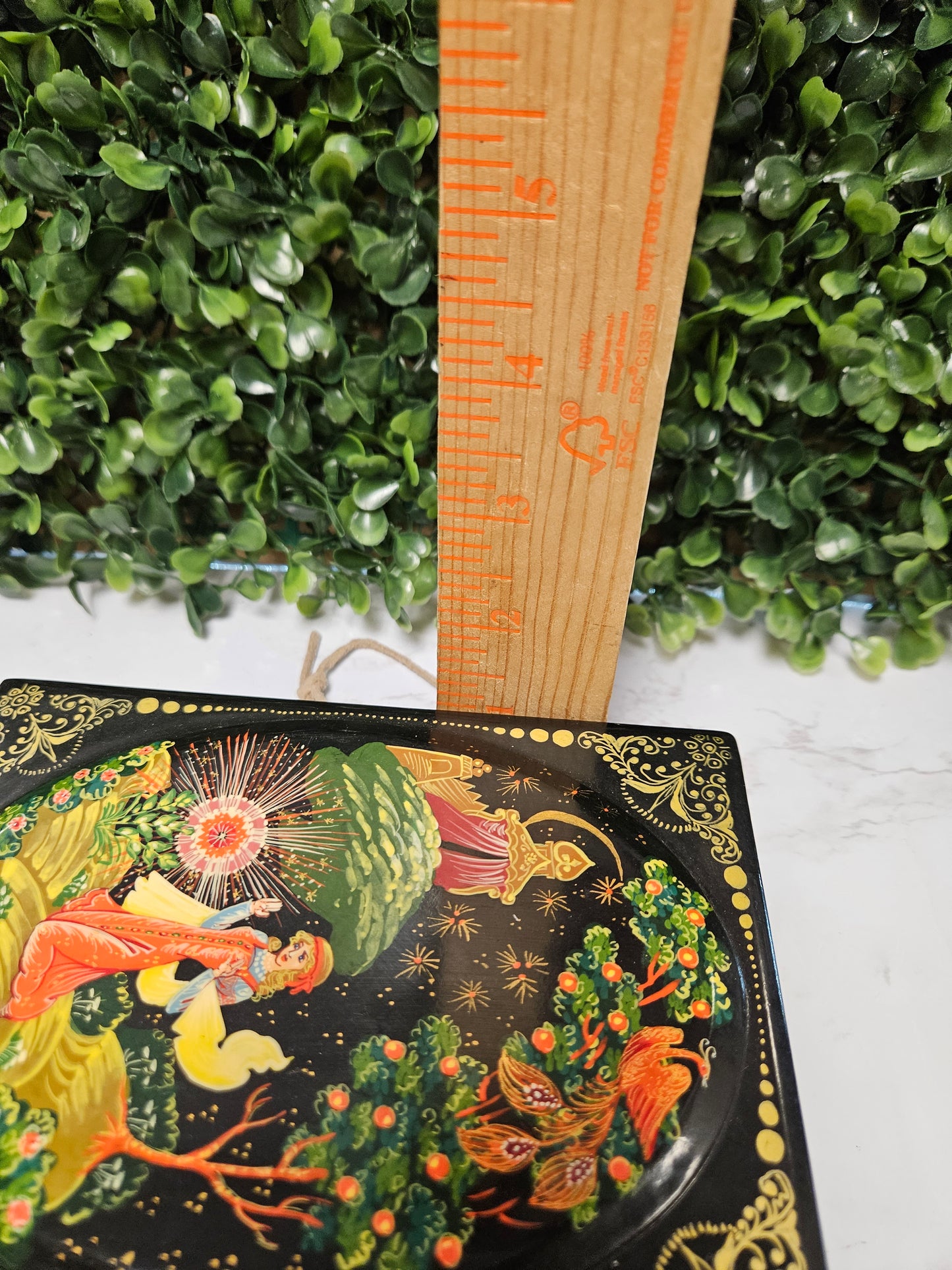 VINTAGE RUSSIAN LAQUERWARE - BLACK TRINKET BOX - HANDPAINTED SIGNED