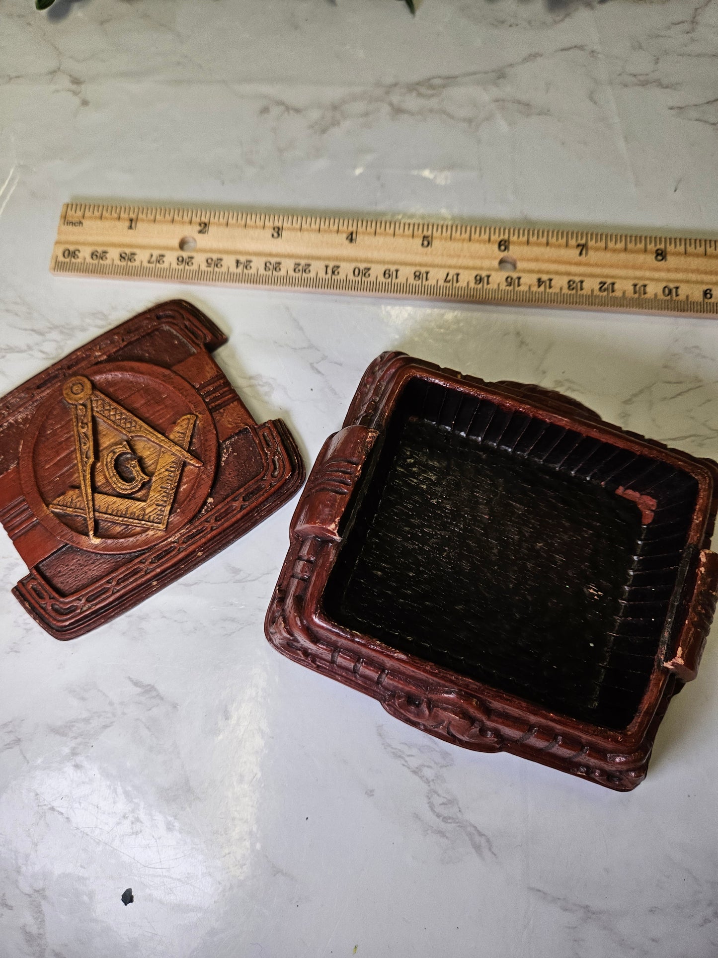 Vintage Masonic Jewelry/Trinket pin Box