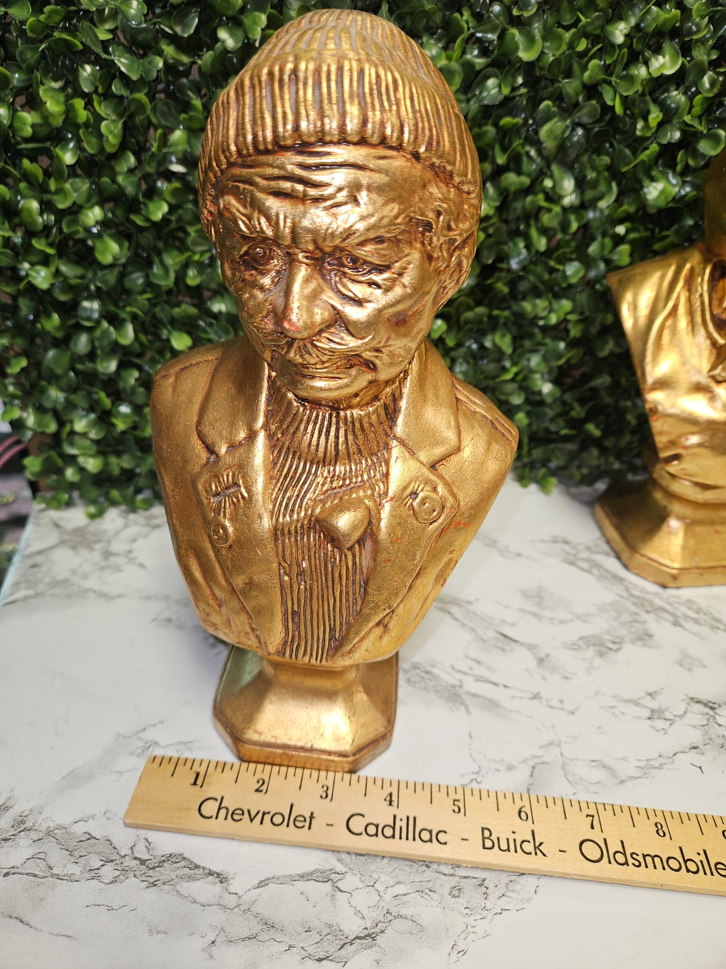 VINTAGE GOLD CERAMIC BUST OF SALTY DOG & OLD SEA HAG