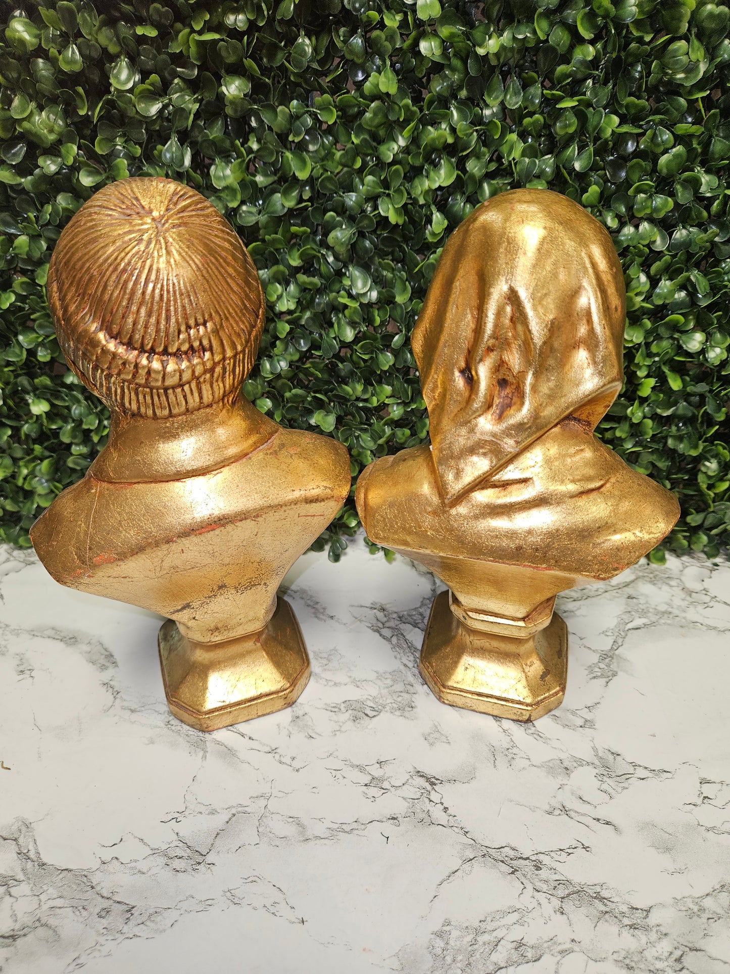 VINTAGE GOLD CERAMIC BUST OF SALTY DOG & OLD SEA HAG