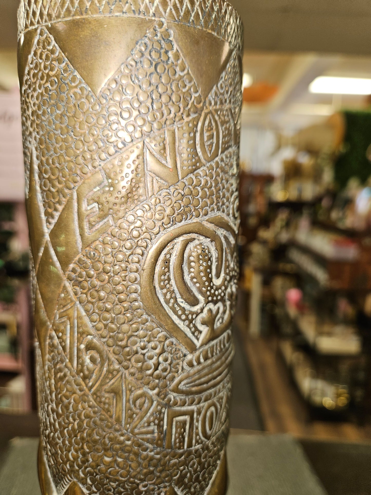 Antique Trench art bullet vase - 1912-1913 Greek Balkan War crown Rare