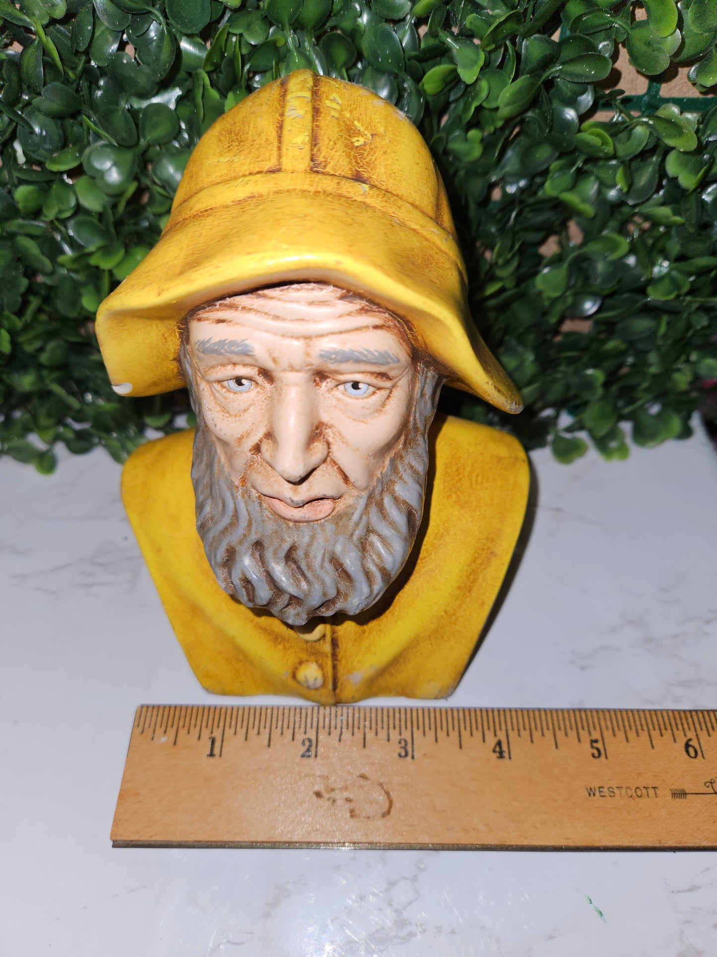 Vintage Nautical Sailor- Fisherman bust - yellow Sea captain Atlantic mold