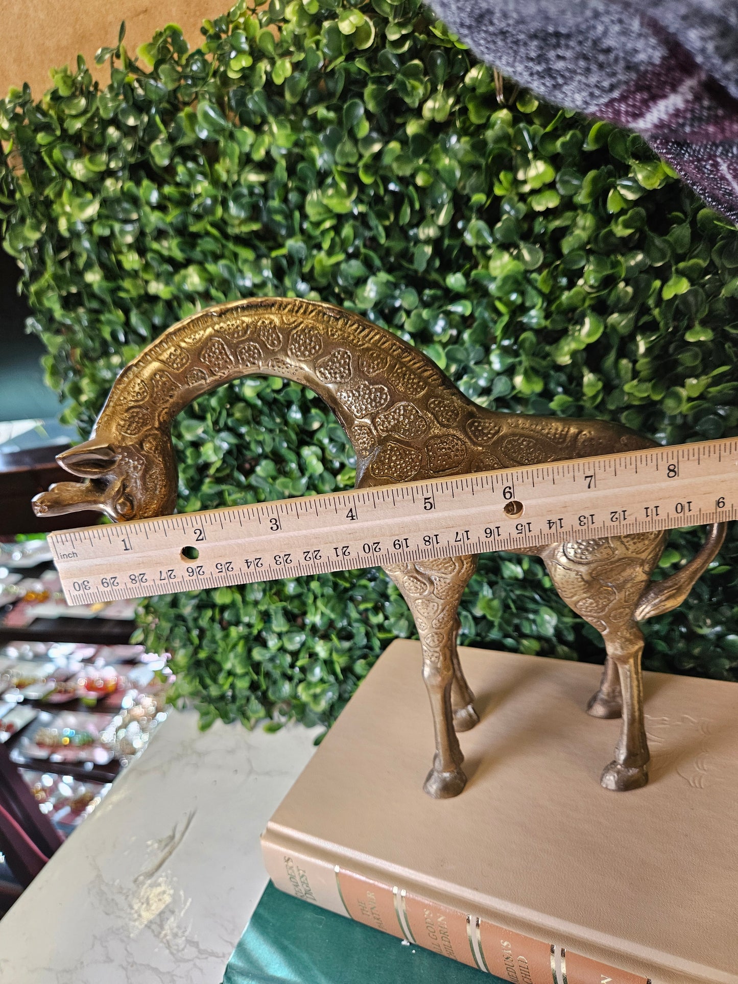 large Vintage Etched Brass Giraffe mother & baby Figurine/Sculpture/Mid Century/Safari Decor/Nursery