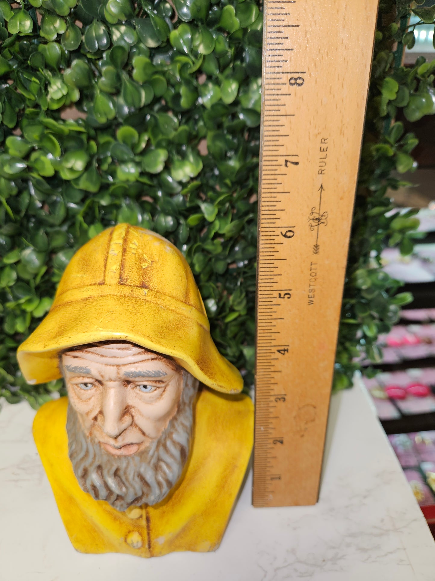Vintage Nautical Sailor- Fisherman bust - yellow Sea captain Atlantic mold