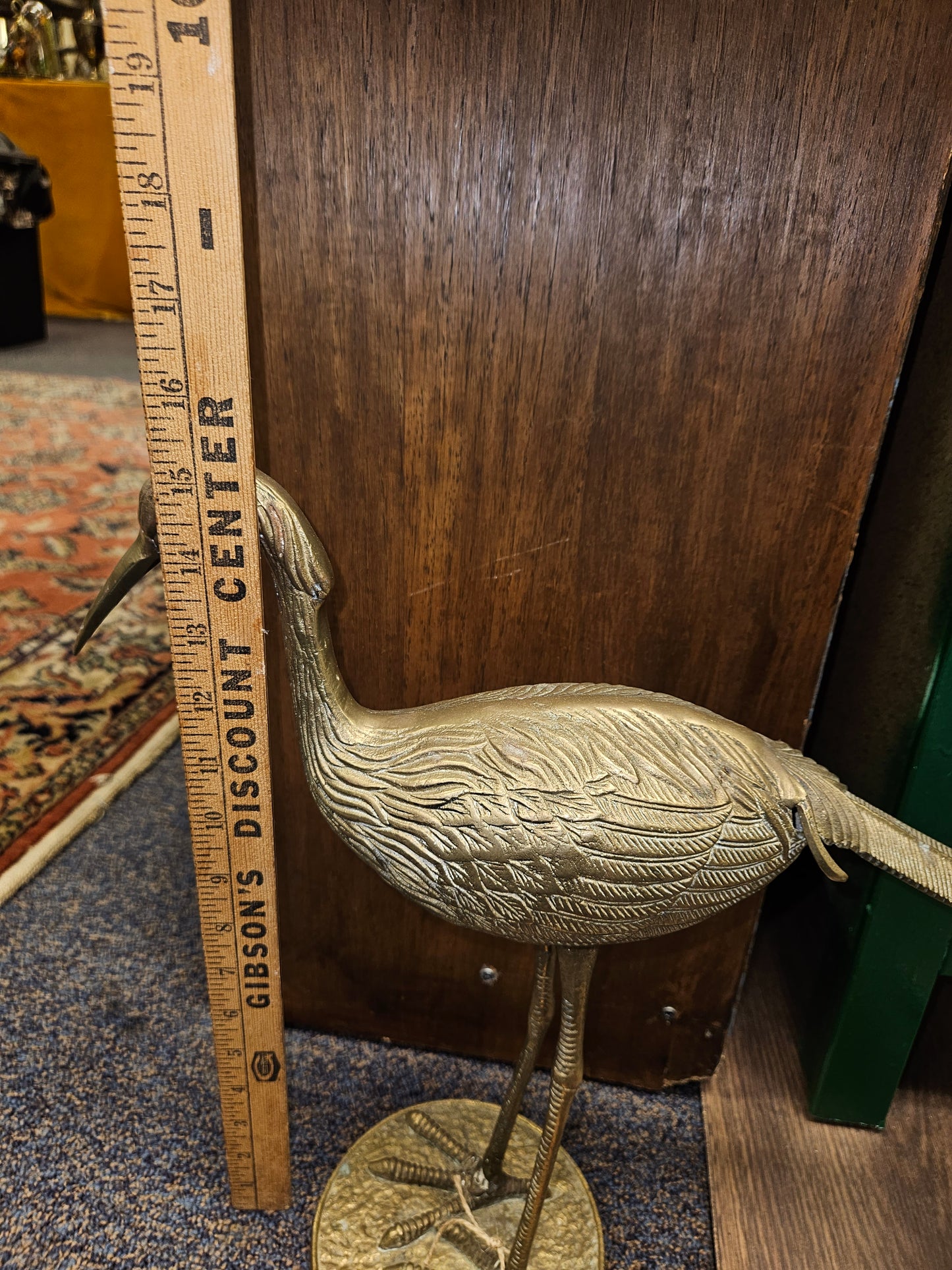 Vintage brass Heron-Cranes pair Xl 15" tall Rare