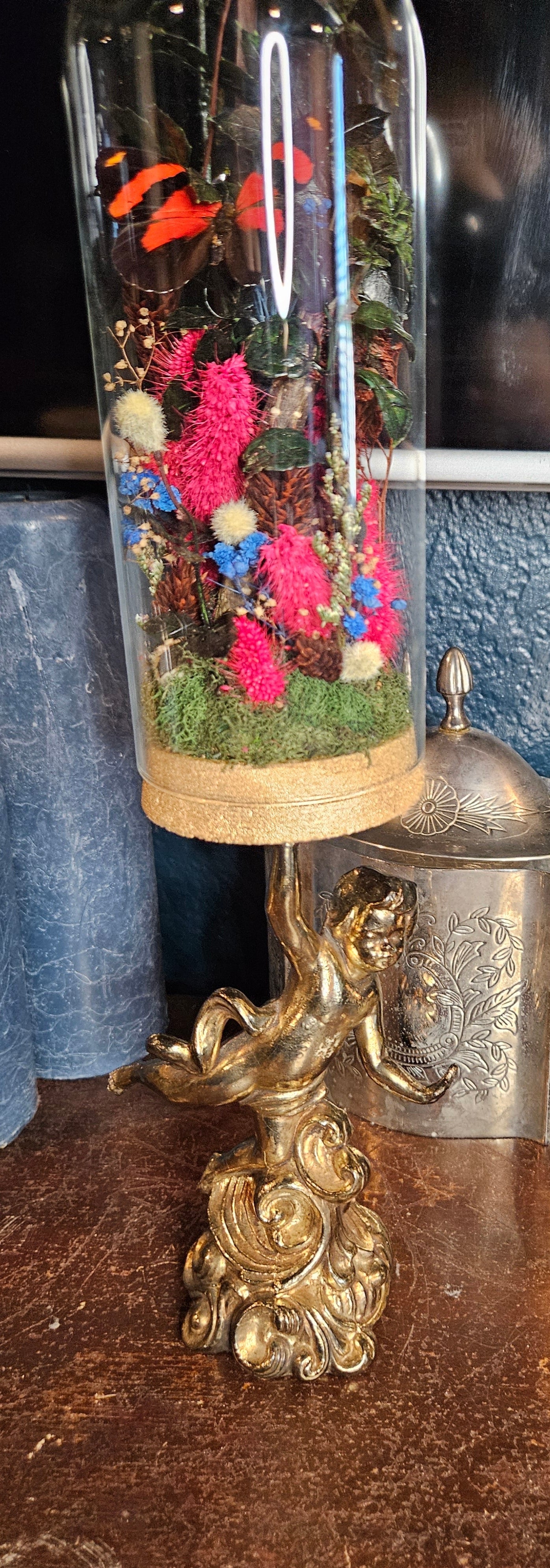 Vintage brass cherub butterfly