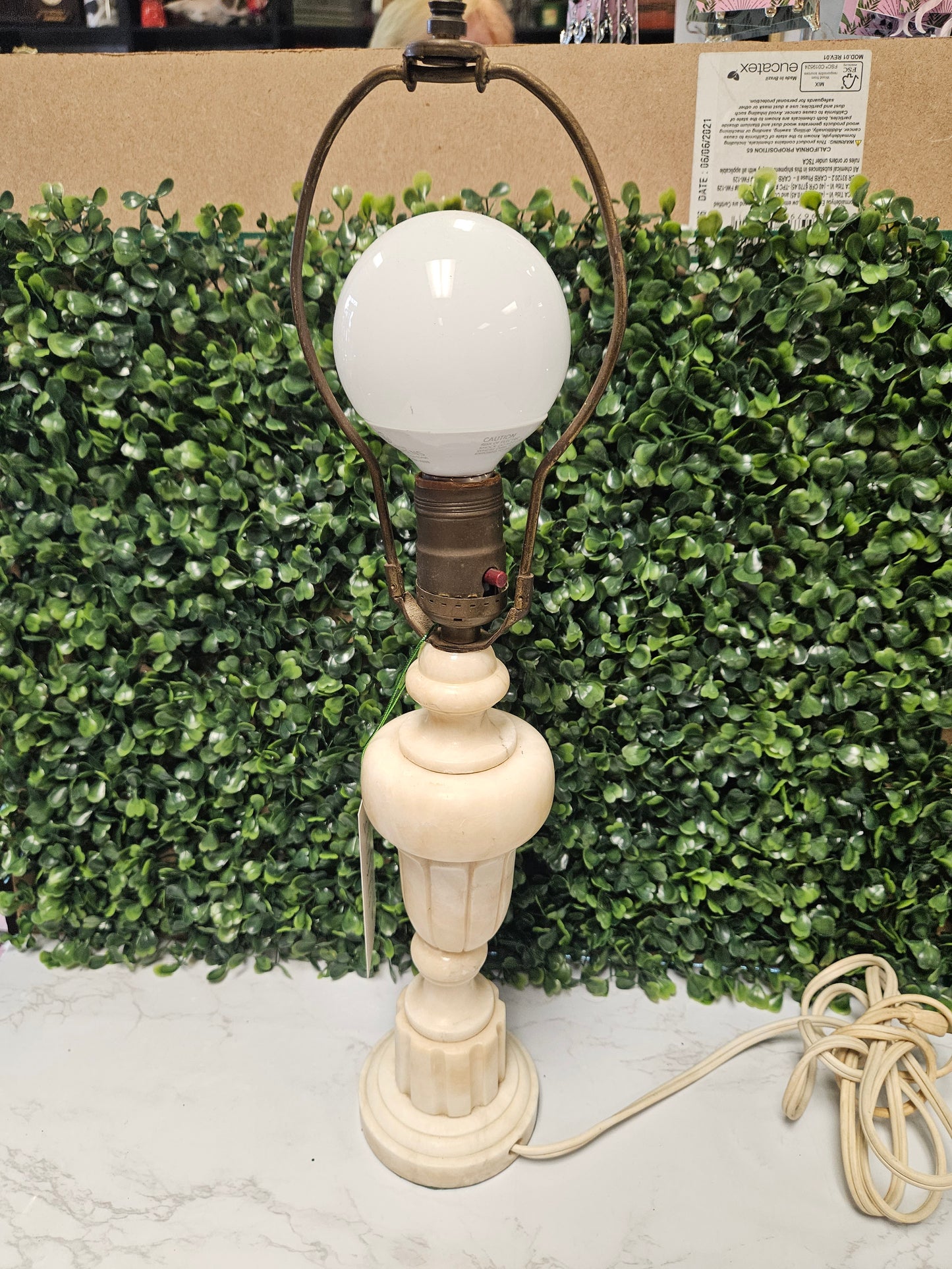 13" white Stone marble alabaster lamp