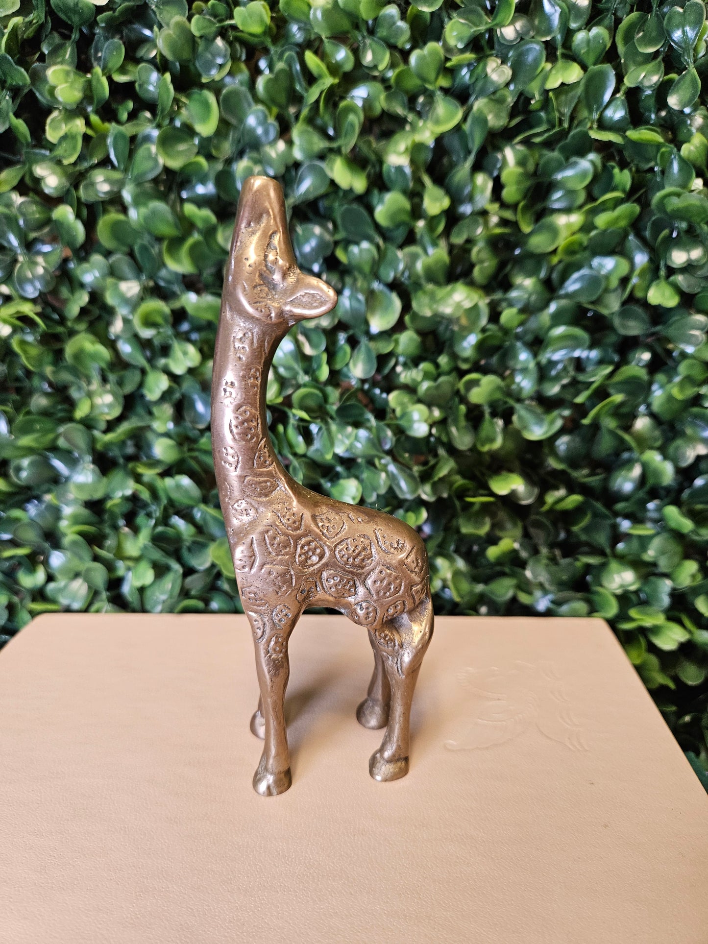 large Vintage Etched Brass Giraffe mother & baby Figurine/Sculpture/Mid Century/Safari Decor/Nursery