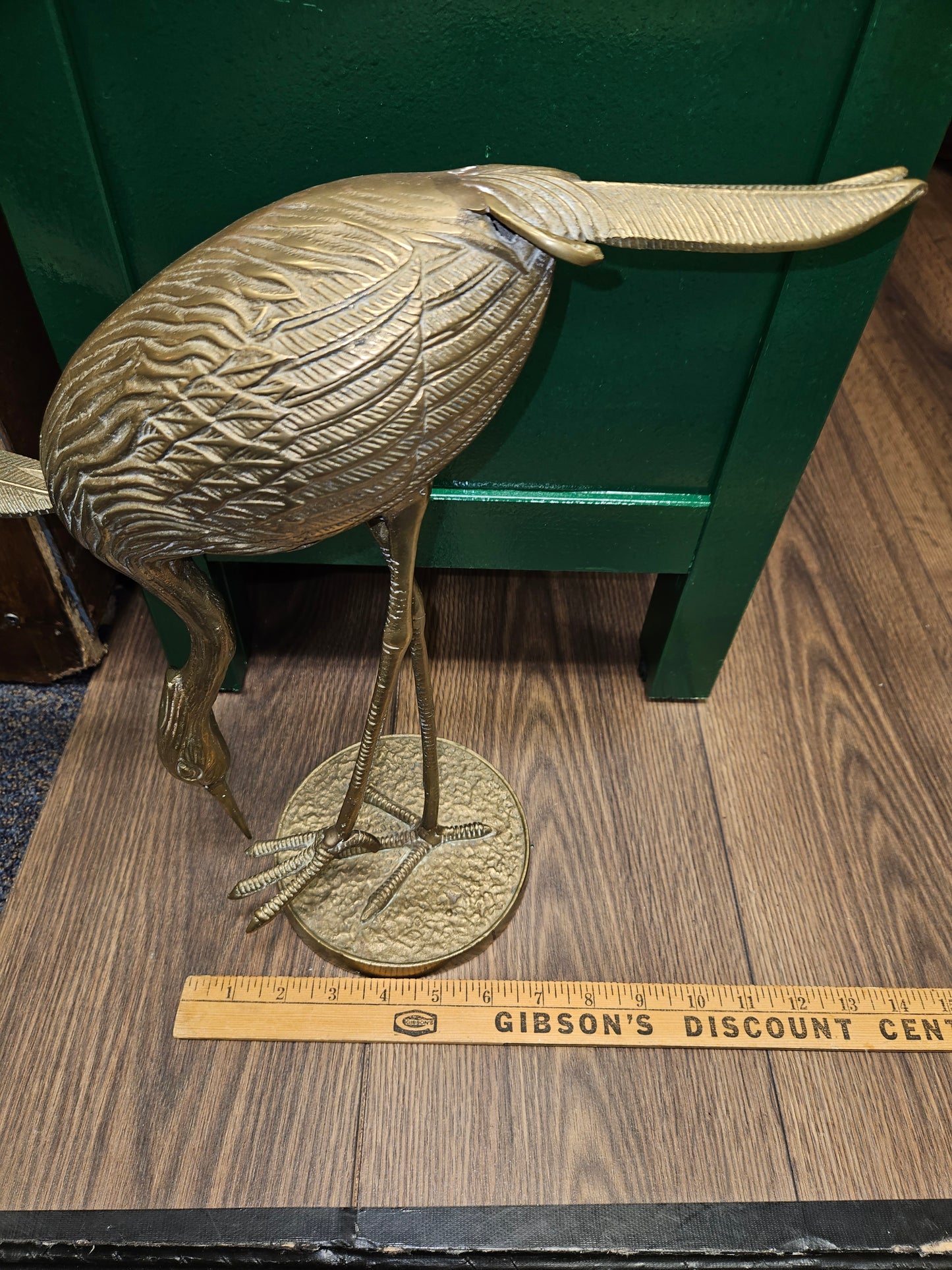 Vintage brass Heron-Cranes pair Xl 15" tall Rare
