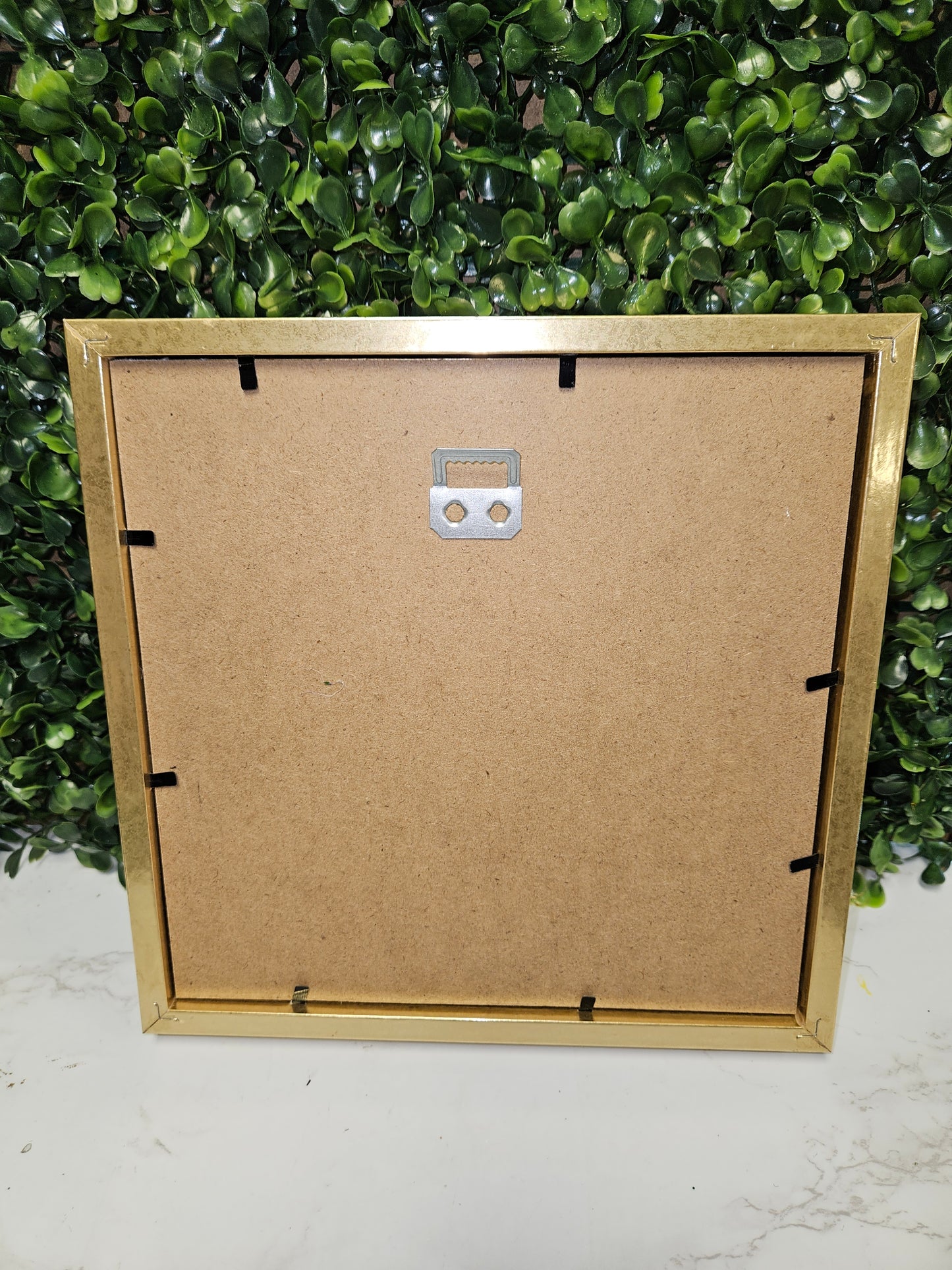 Gold frame White rose butterfly