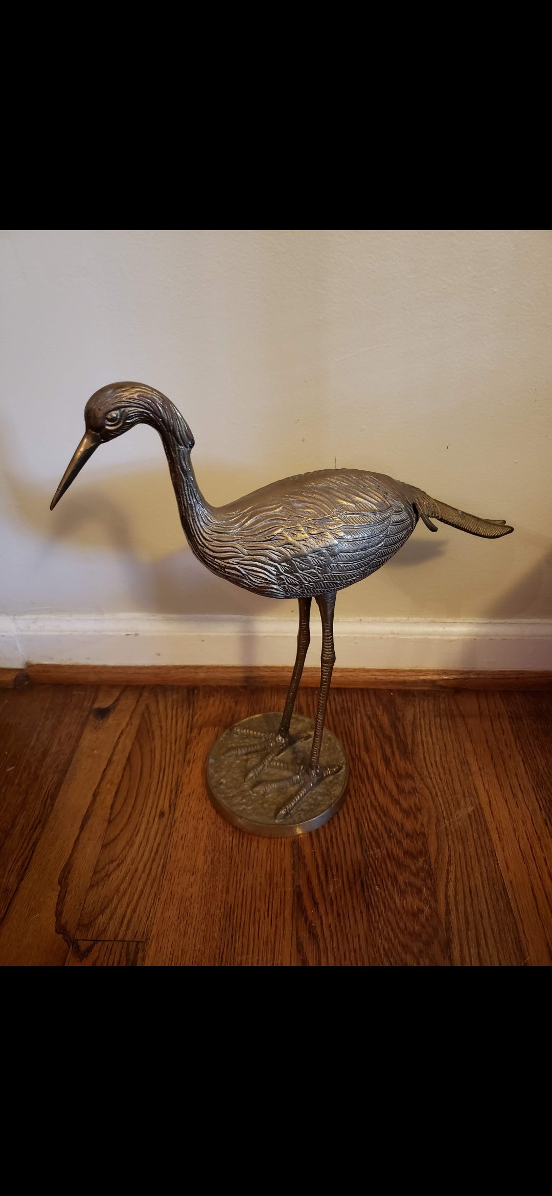 Vintage brass Heron-Cranes pair Xl 15" tall Rare