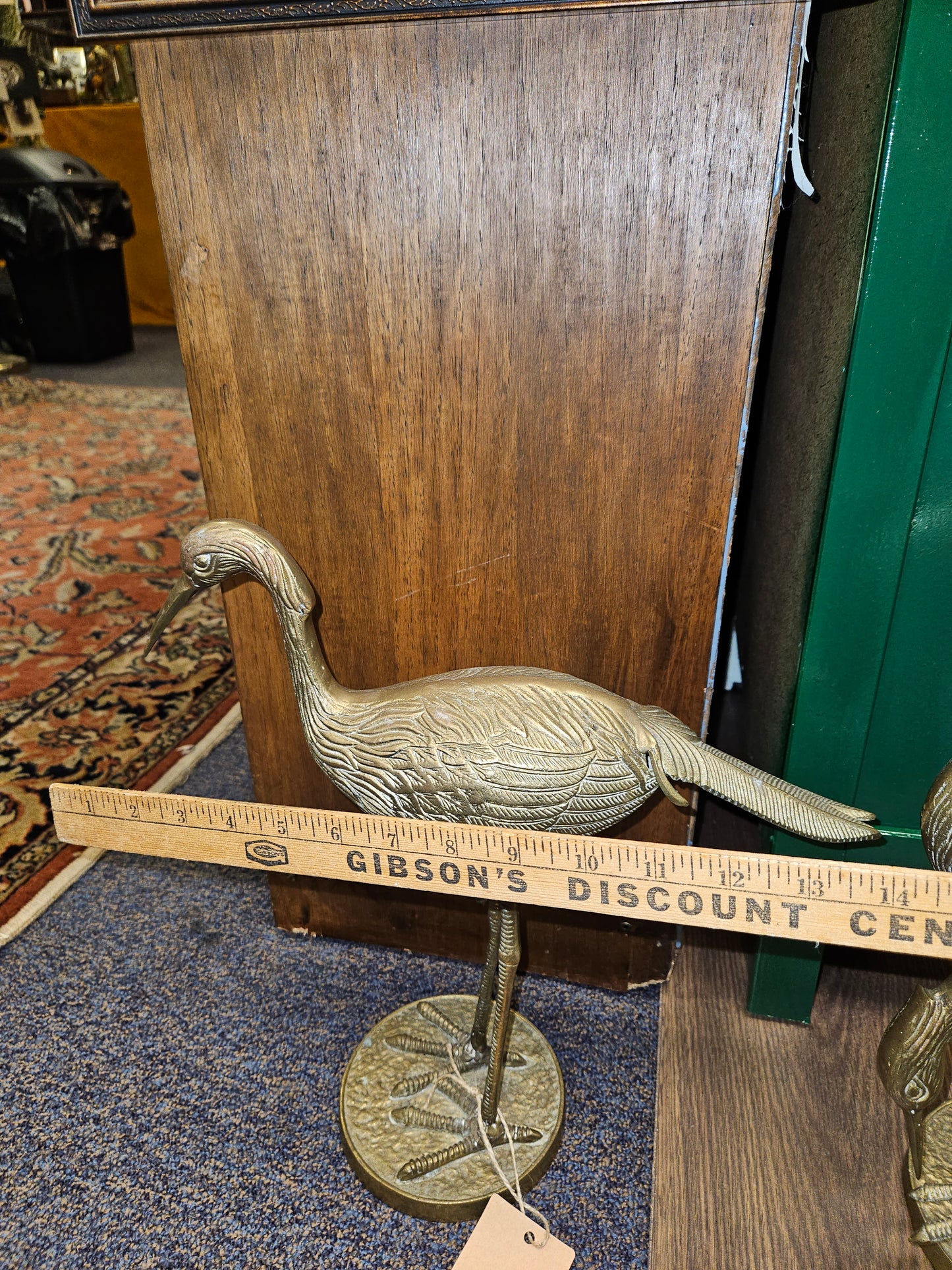 Vintage brass Heron-Cranes pair Xl 15" tall Rare