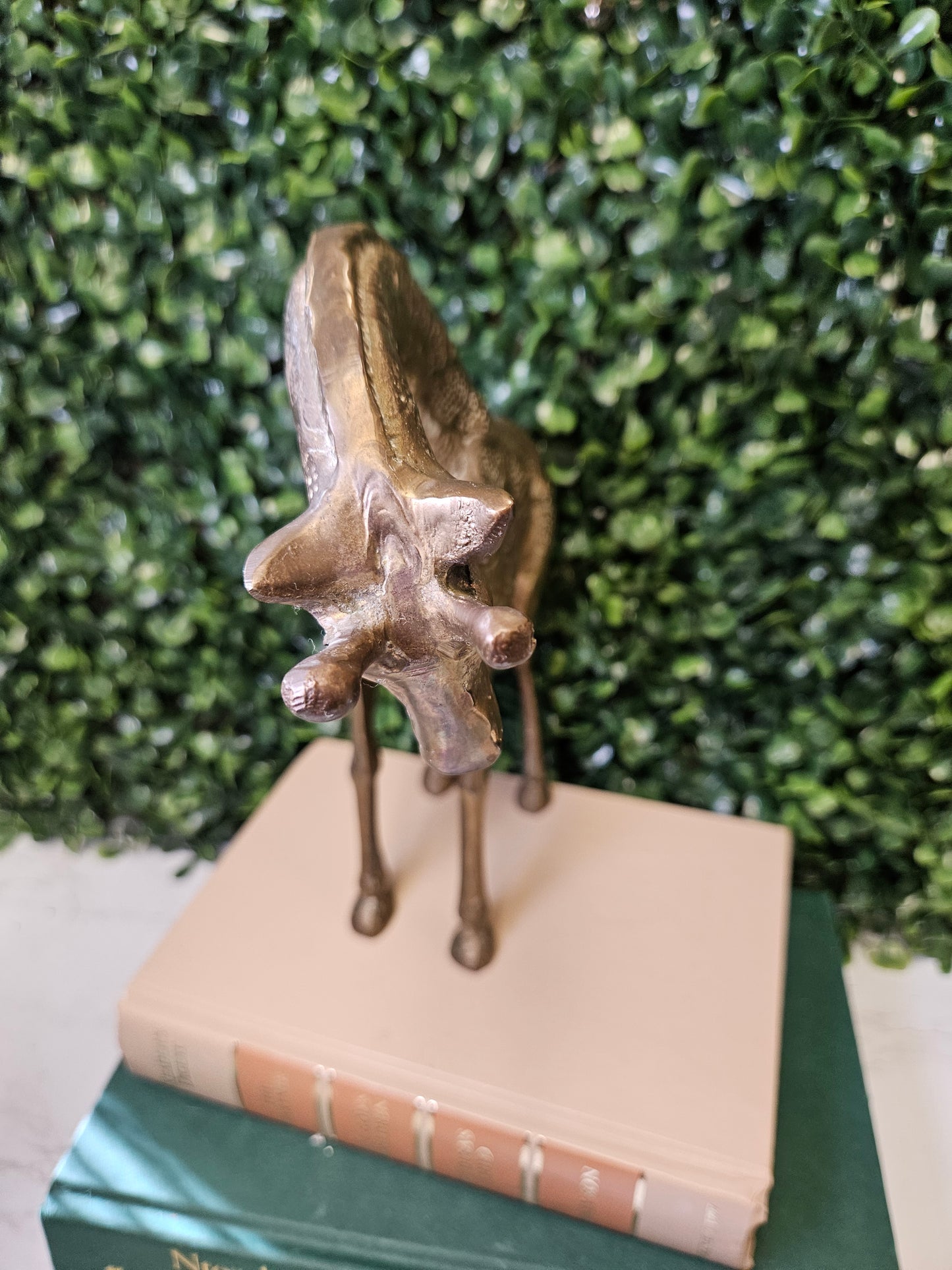 large Vintage Etched Brass Giraffe mother & baby Figurine/Sculpture/Mid Century/Safari Decor/Nursery