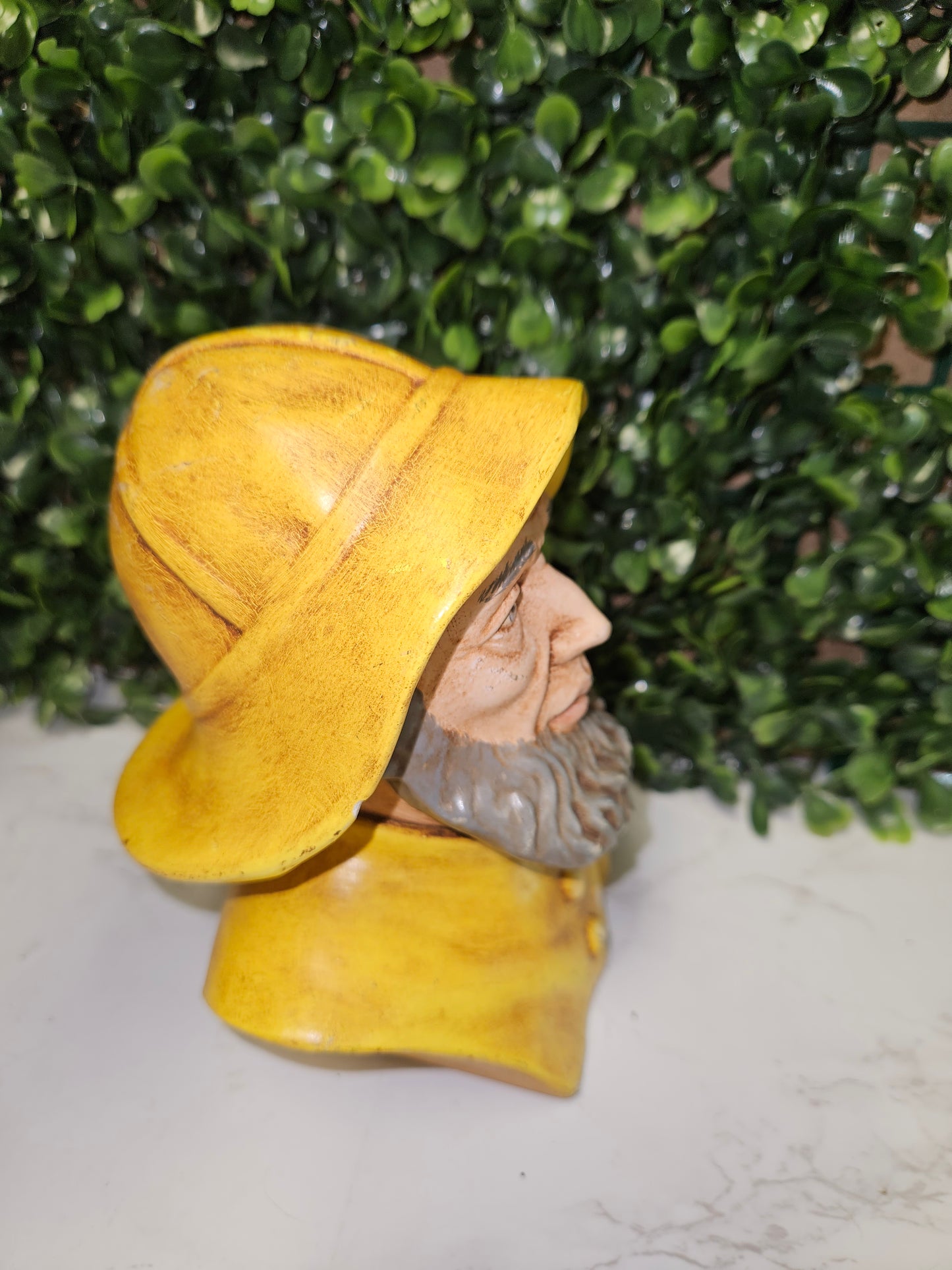 Vintage Nautical Sailor- Fisherman bust - yellow Sea captain Atlantic mold