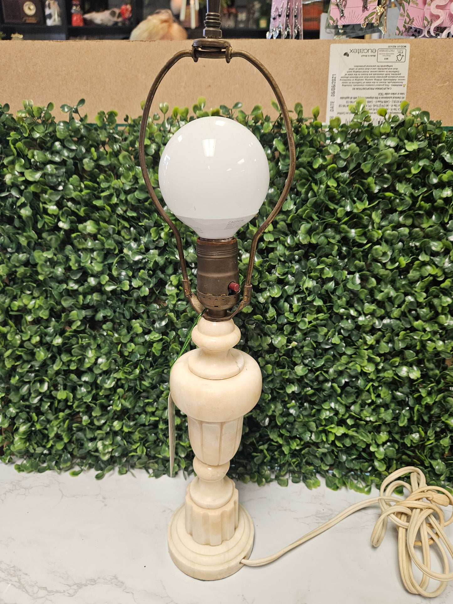 13" white Stone marble alabaster lamp