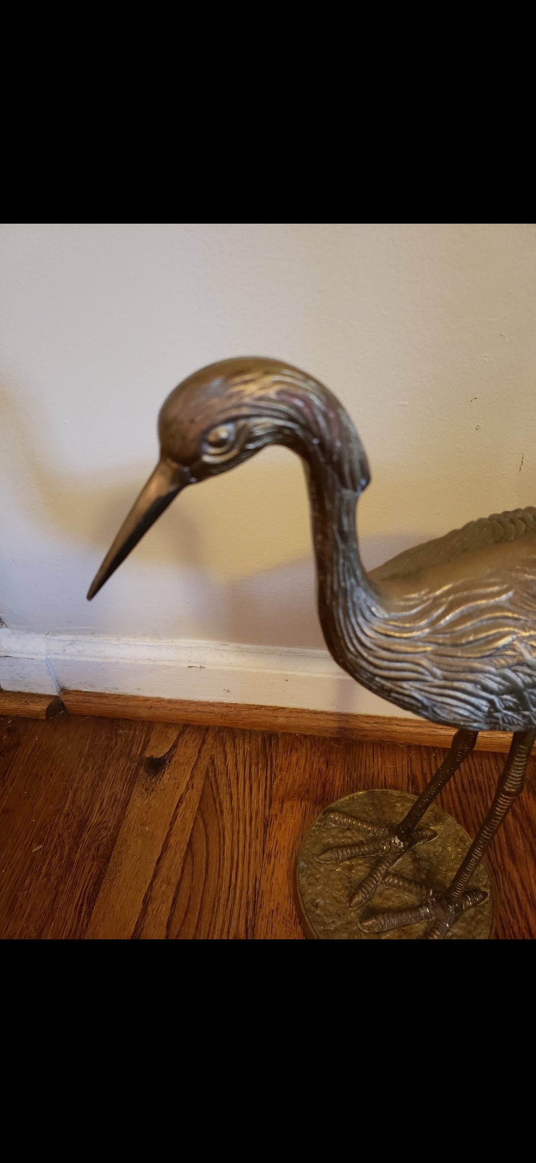 Vintage brass Heron-Cranes pair Xl 15" tall Rare