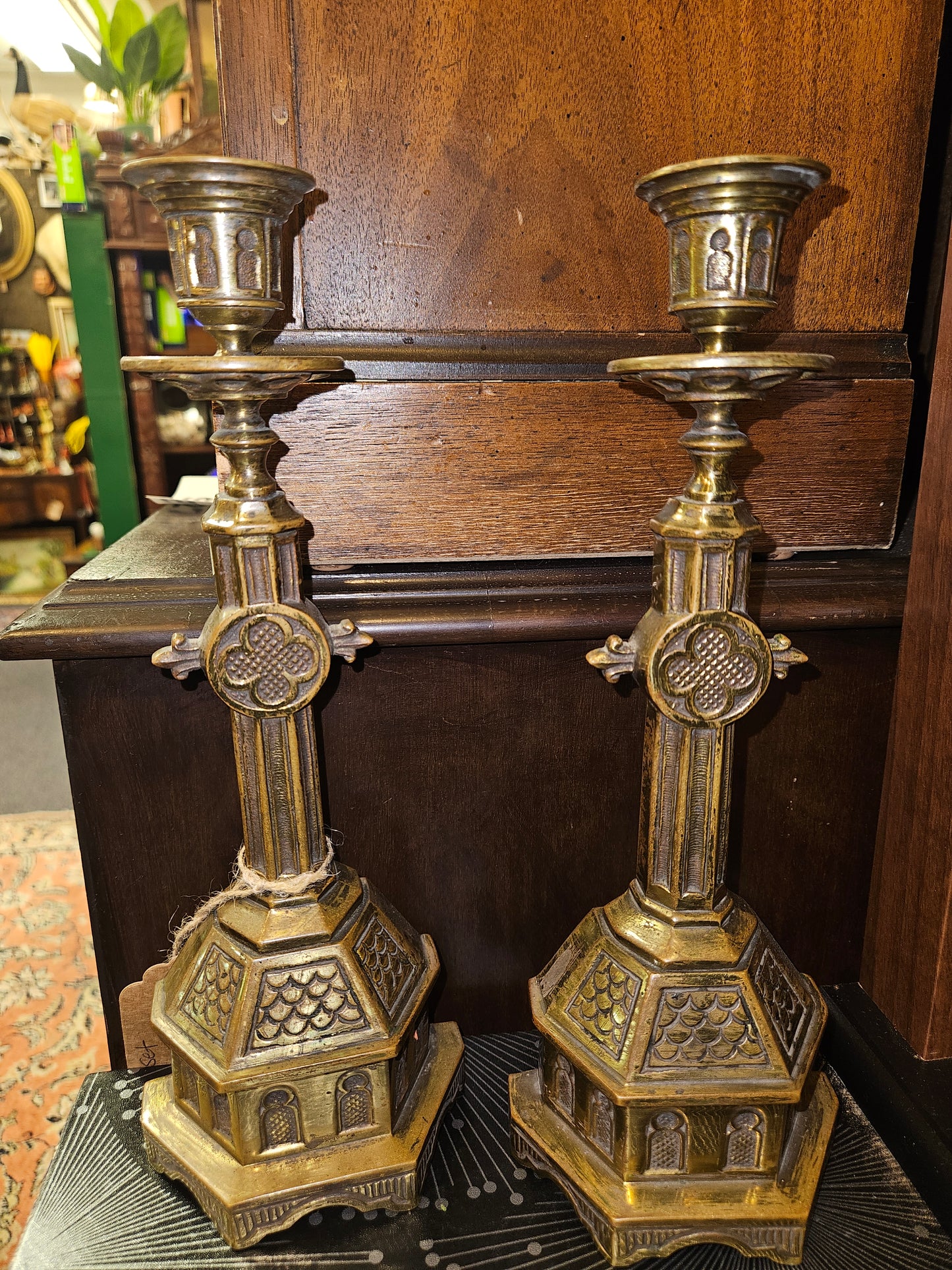 Vintage silver color sacred heart Mary & jesus candlestick holders - religious metal church