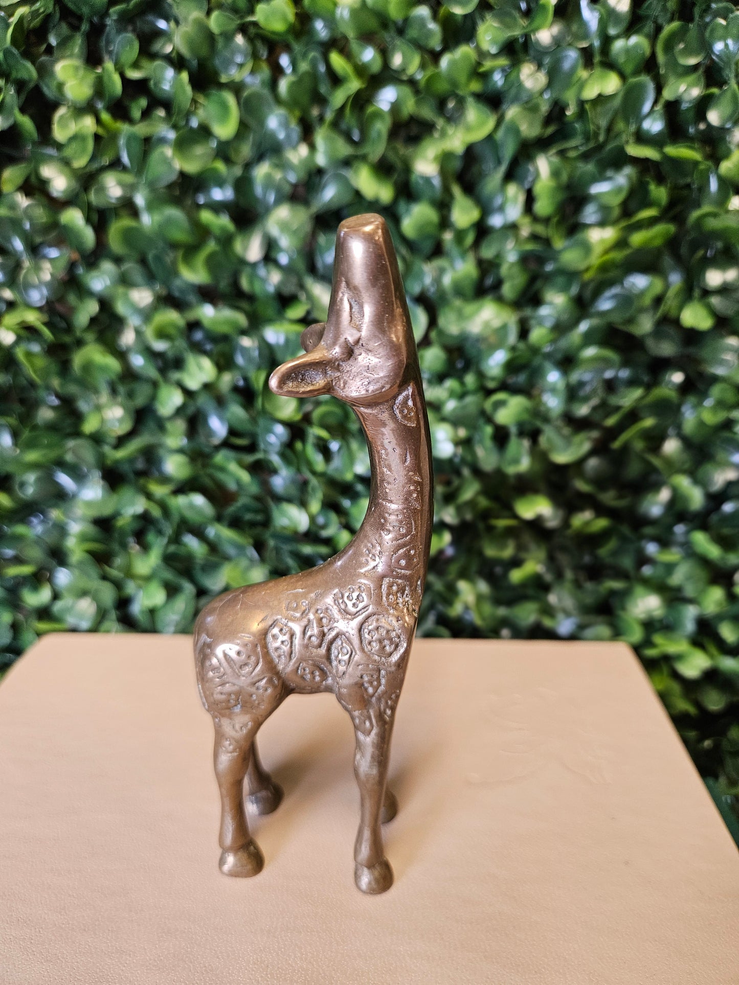large Vintage Etched Brass Giraffe mother & baby Figurine/Sculpture/Mid Century/Safari Decor/Nursery