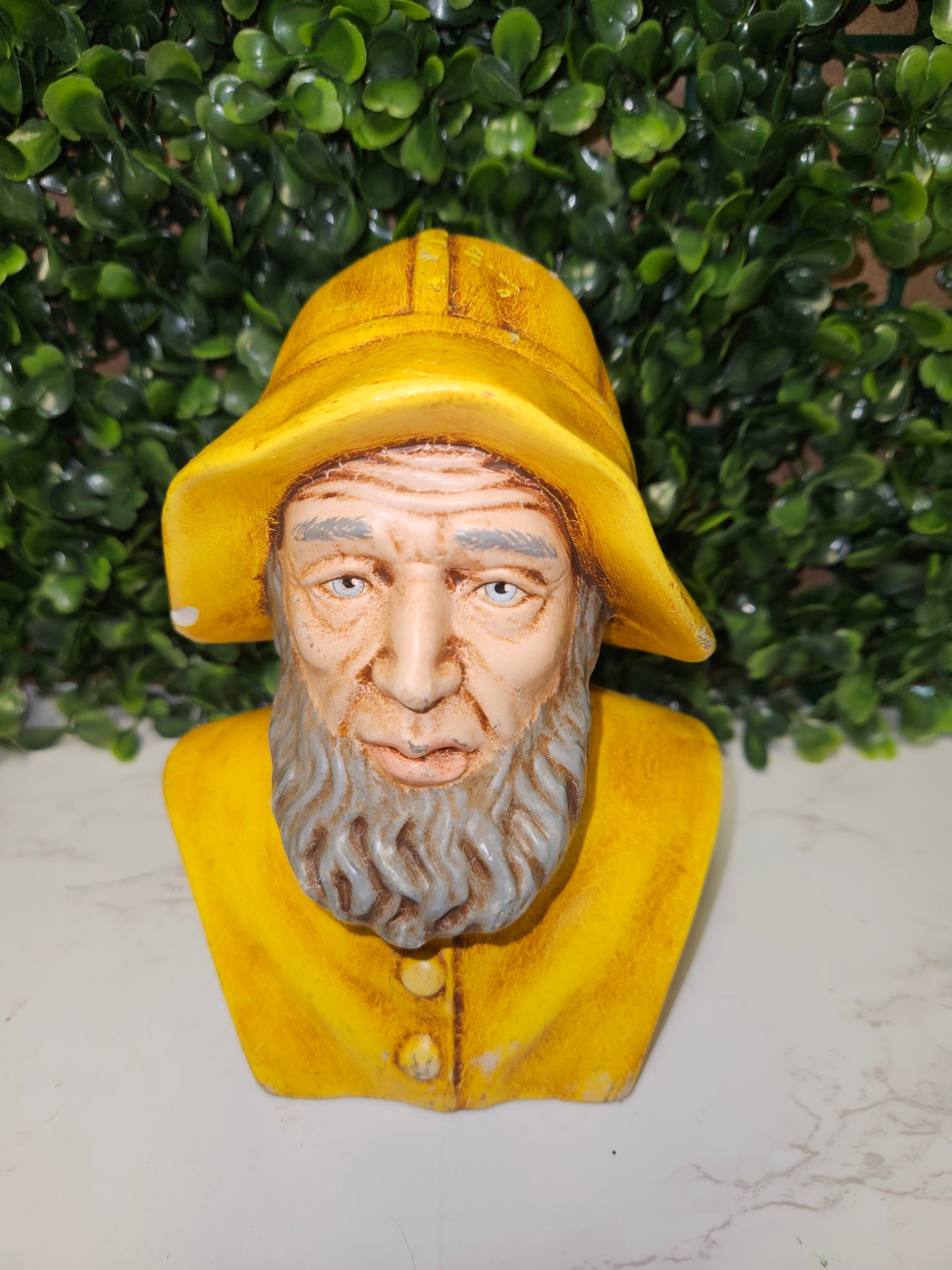 Vintage Nautical Sailor- Fisherman bust - yellow Sea captain Atlantic mold