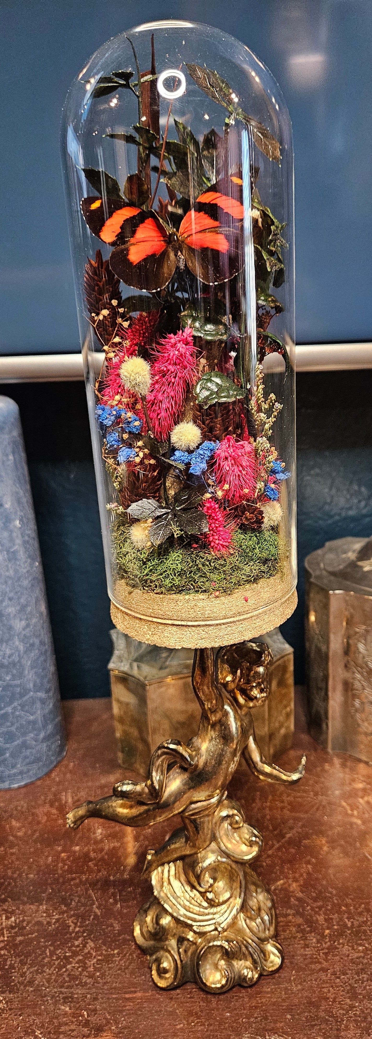 Vintage brass cherub butterfly