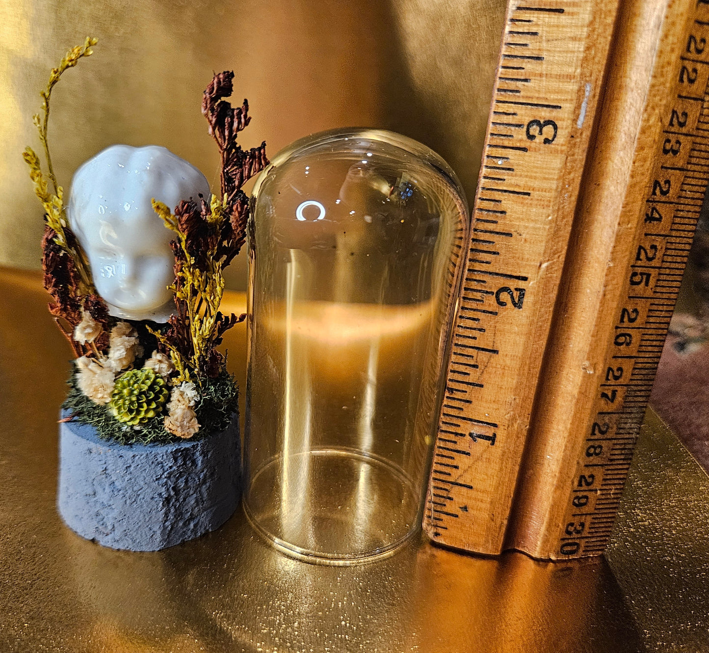 Antique porcelain china doll head mini world - blue