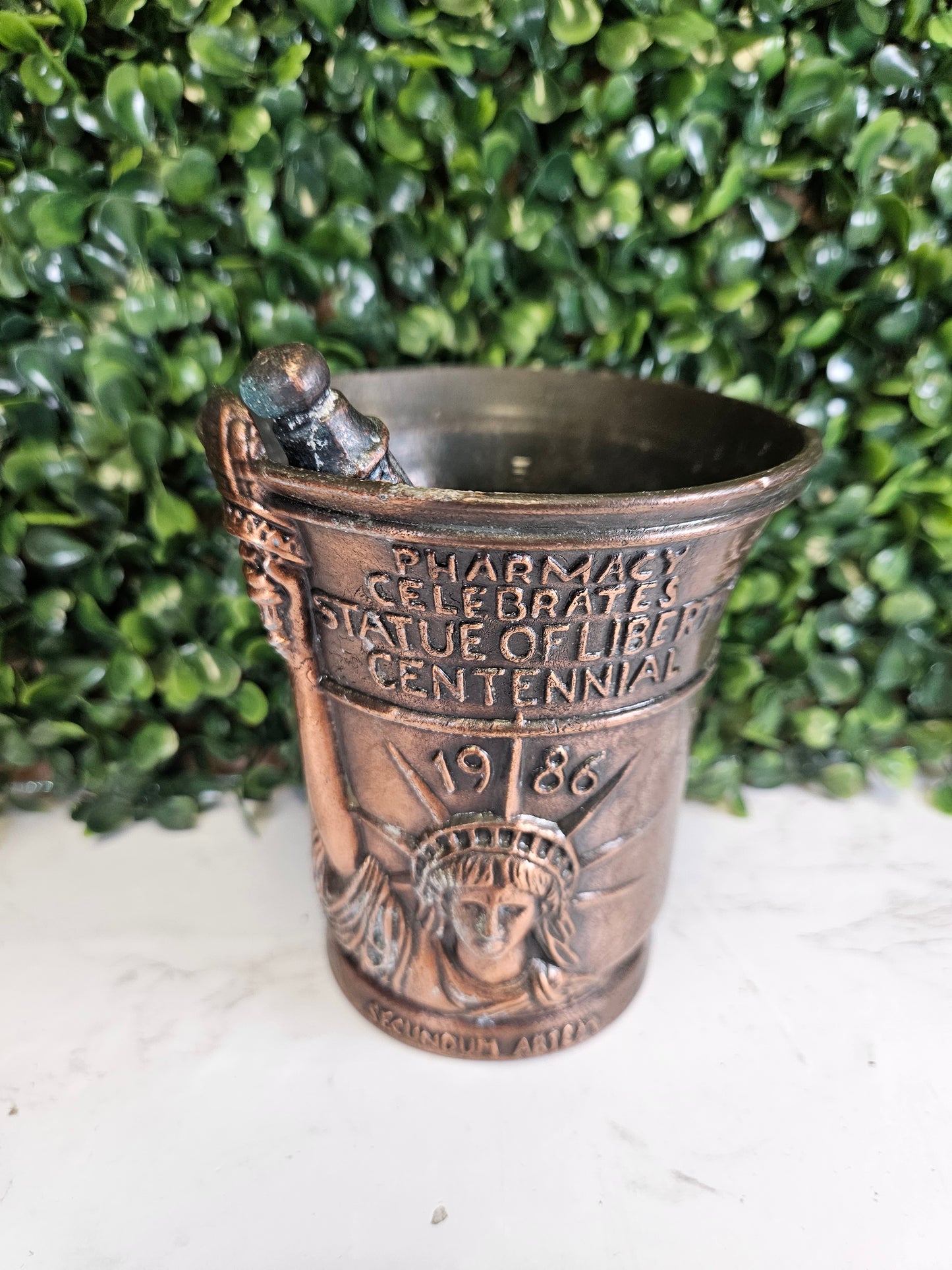 Vintage Statue Of Liberty Centennial Schering Mortar & Pestle