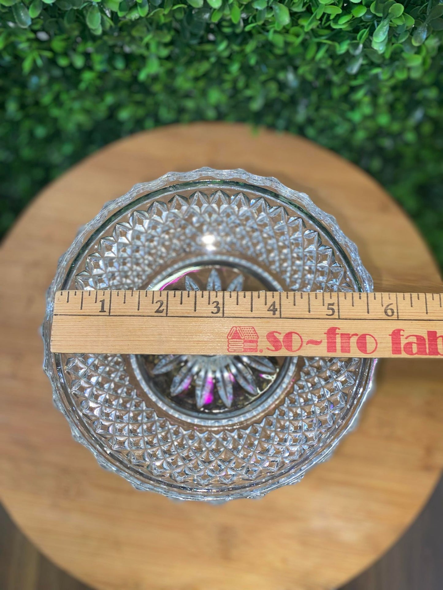 VINTAGE GLASS CANDY DISH WITH BRASS BASE