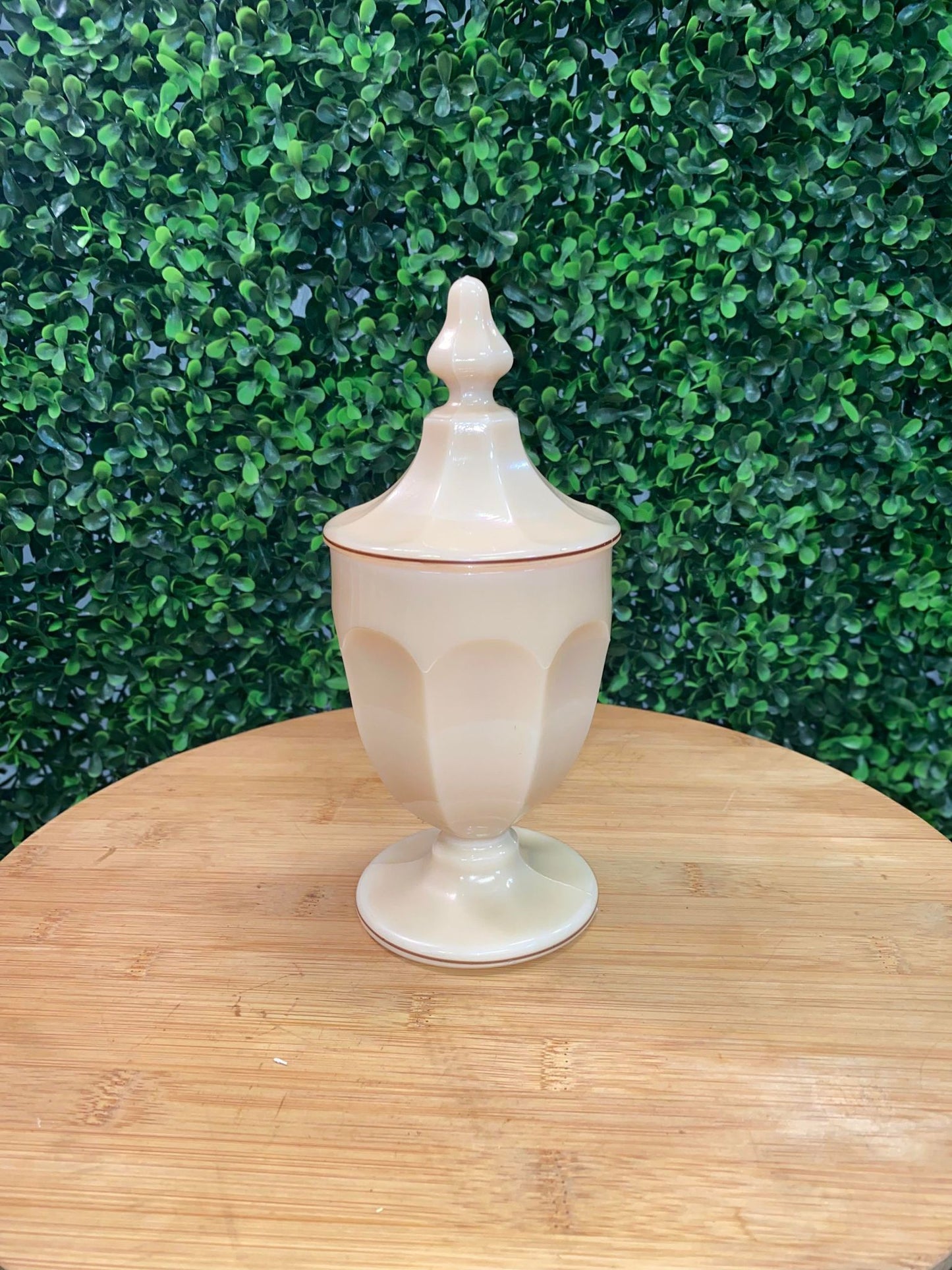 VINTAGE WESTMOREHEAD PEACH MILK GLASS COMPOTE