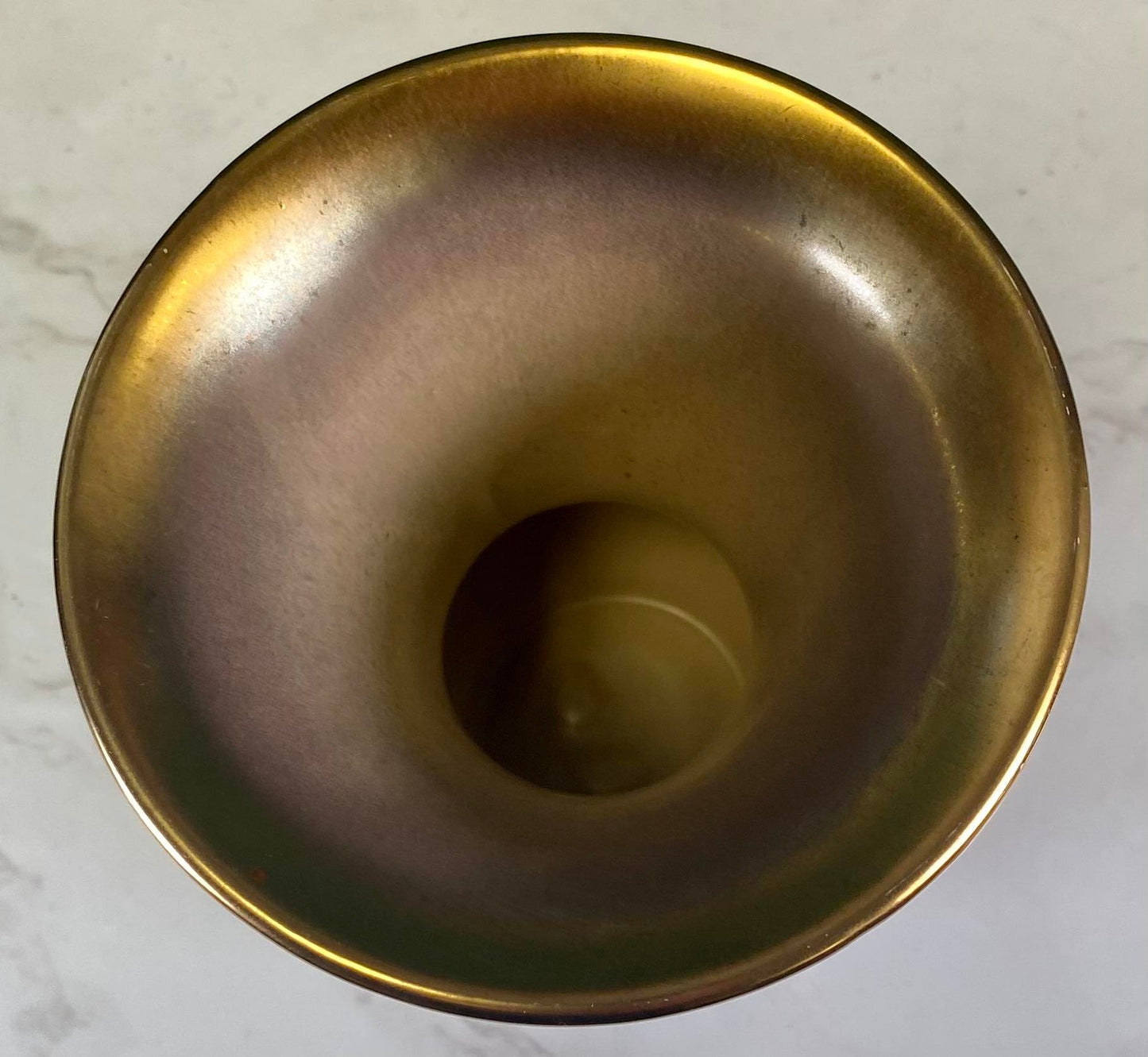 Vintage Gold rimmed peach mid century vase