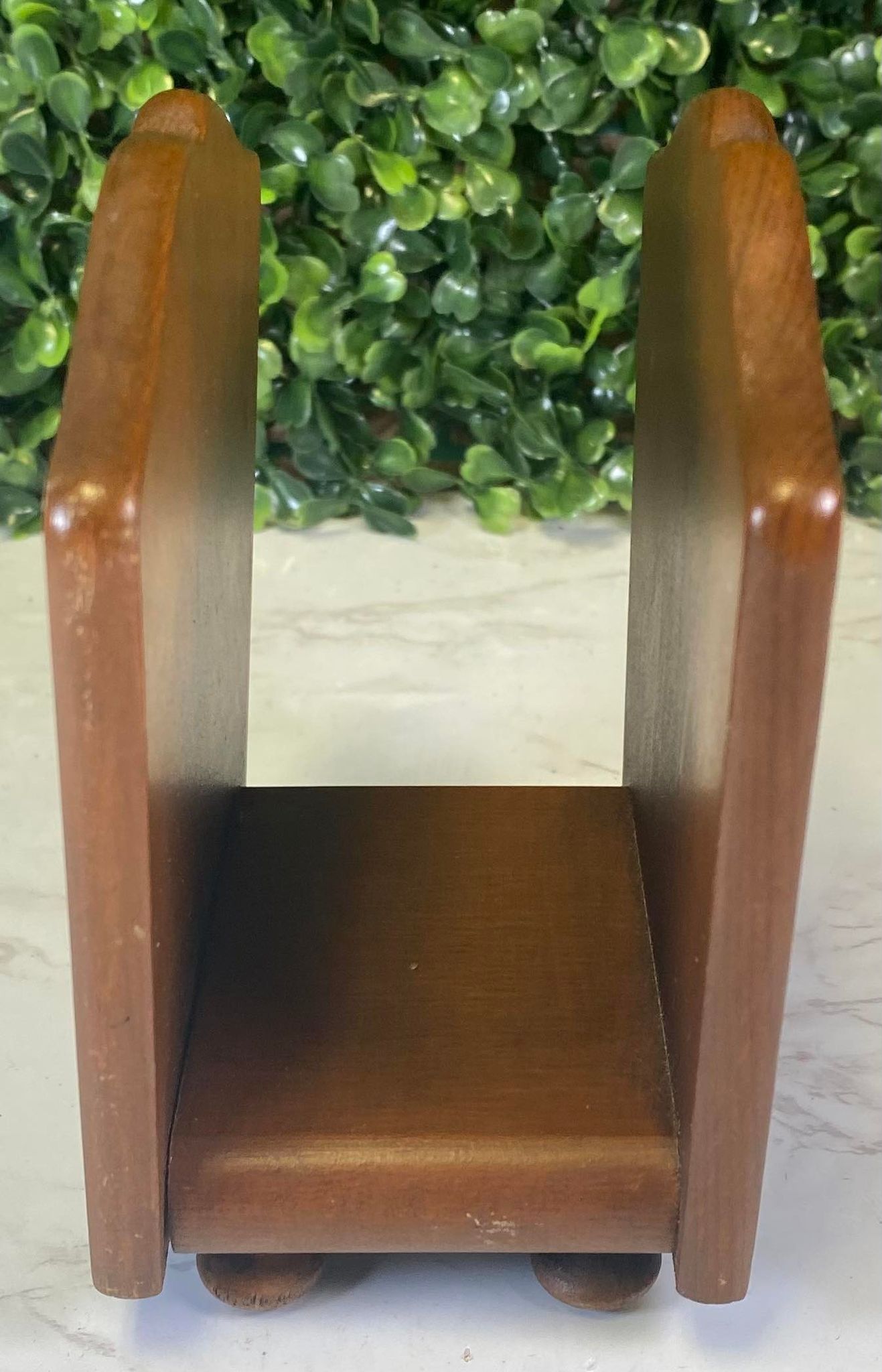 Vintage wood botanical letter holder or napkin holder