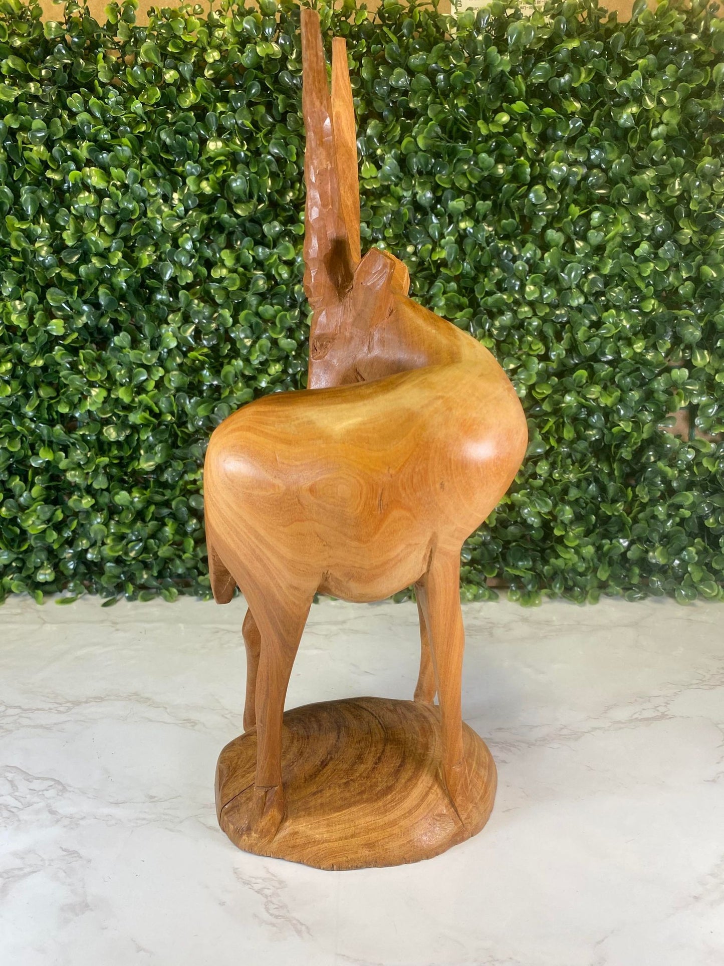 Vintage hand carved mid century wood impala - large