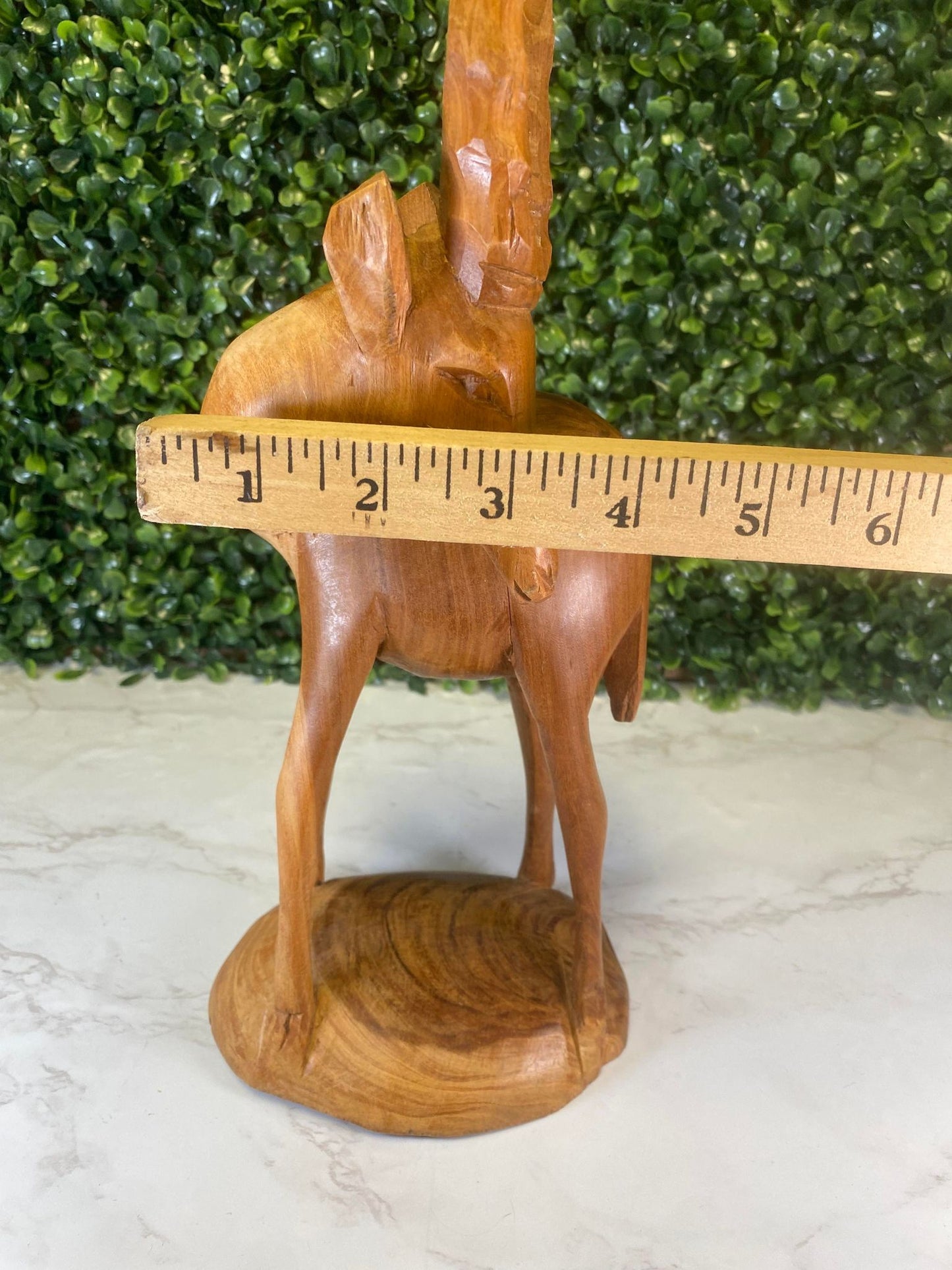 Vintage hand carved mid century wood impala - large