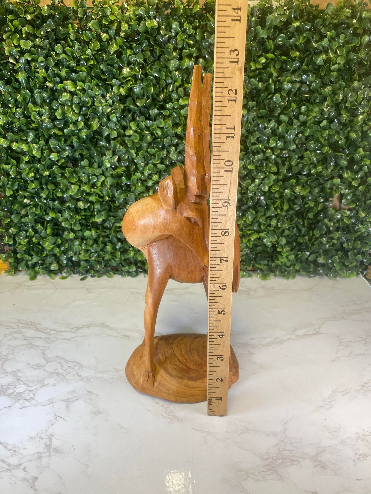 Vintage hand carved mid century wood impala - large