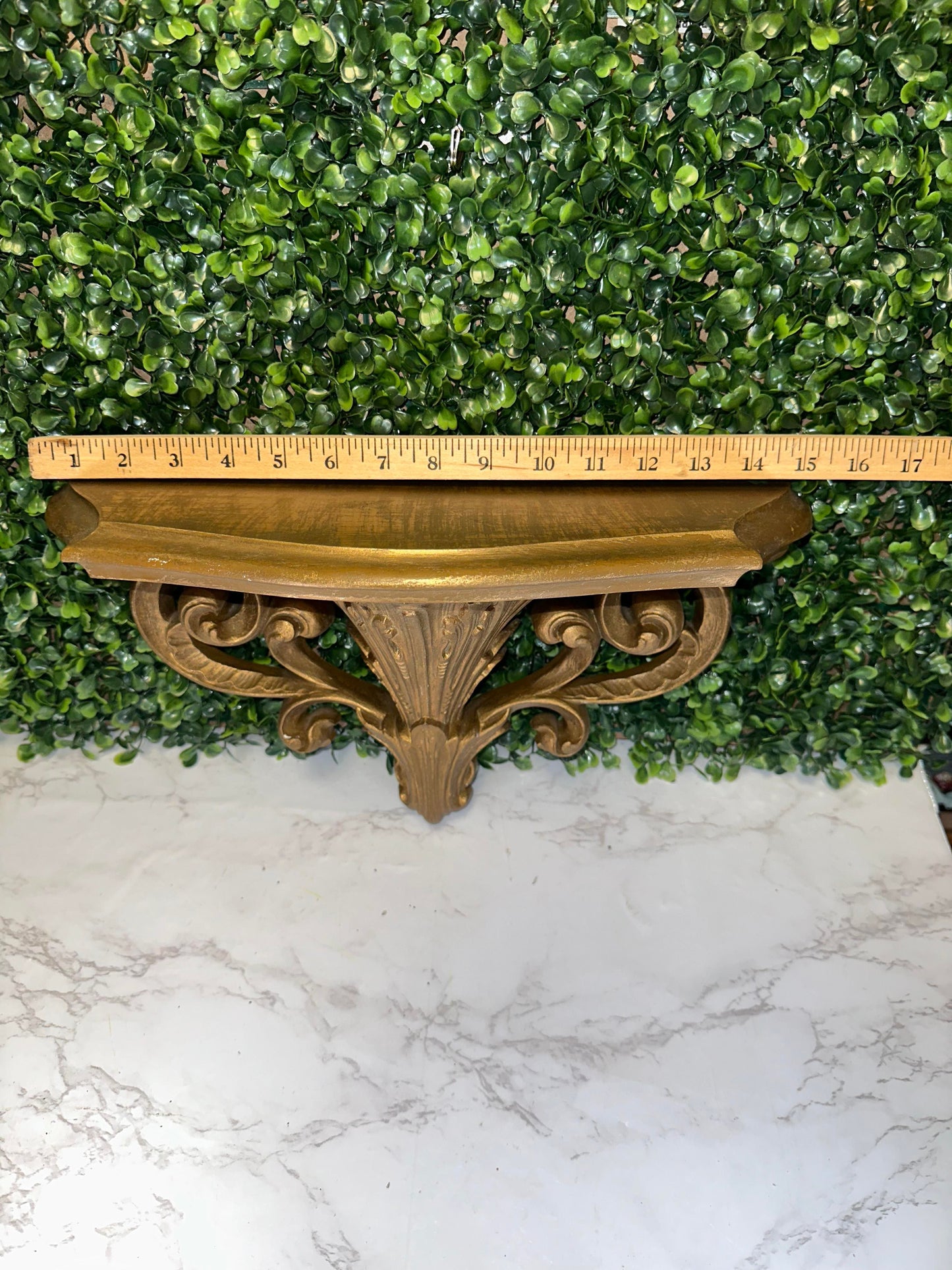 Vintage Gold Burwood Ornate Shelf, gold MCMLXXVIII