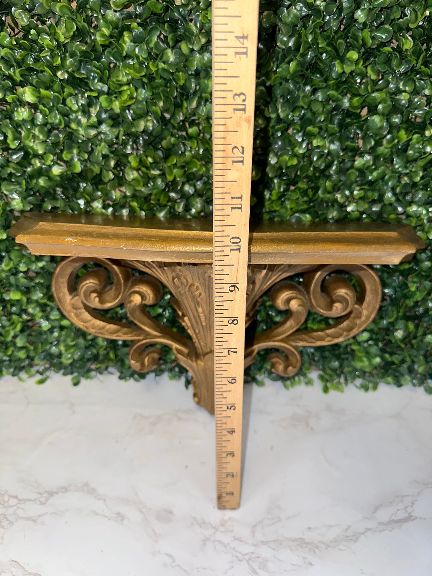 Vintage Gold Burwood Ornate Shelf, gold MCMLXXVIII