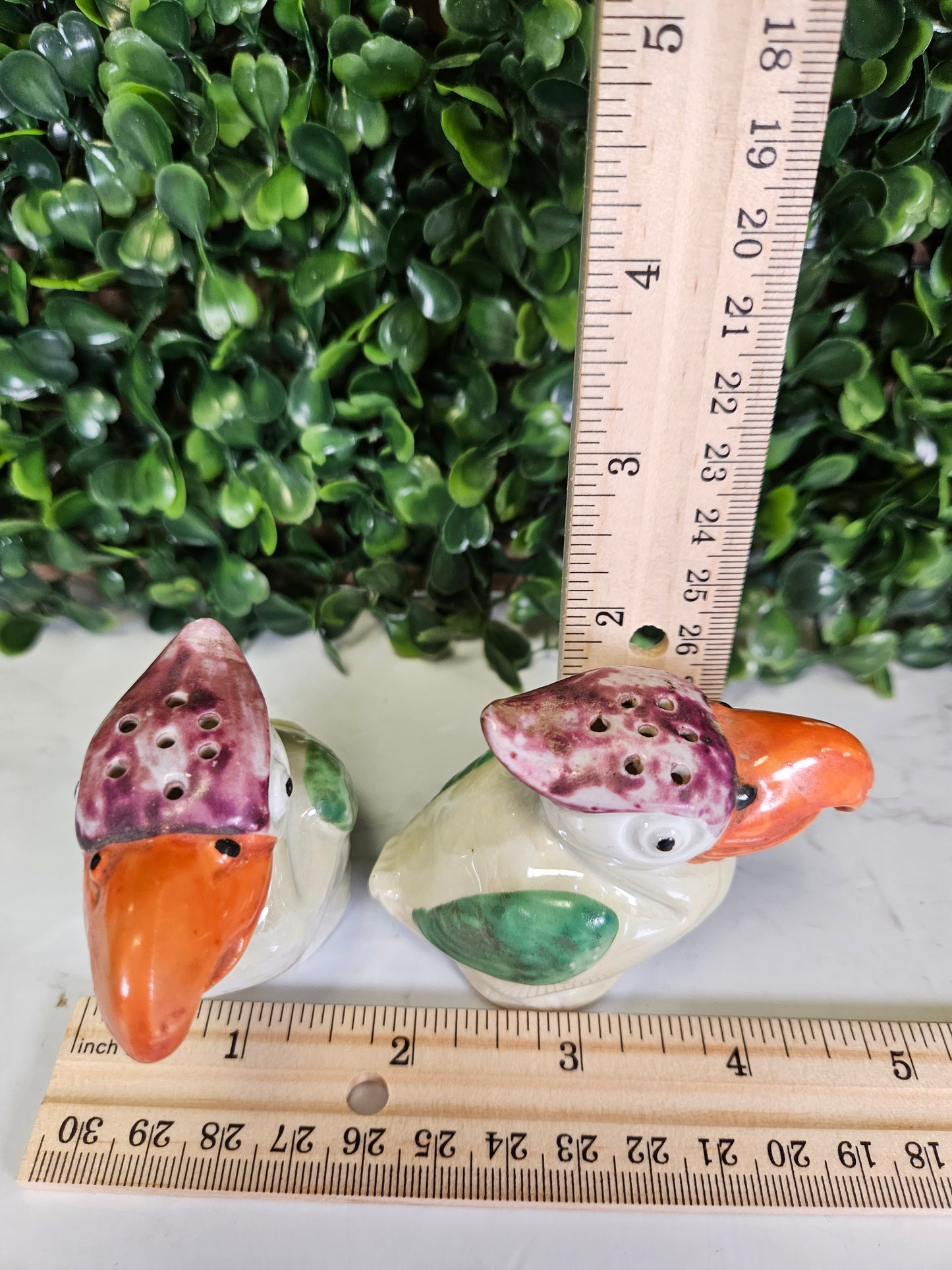 Vintage 1940s Vintage mini King Fisher Birds Japan Lusterware Ceramic Bird Salt & Pepper Shakers