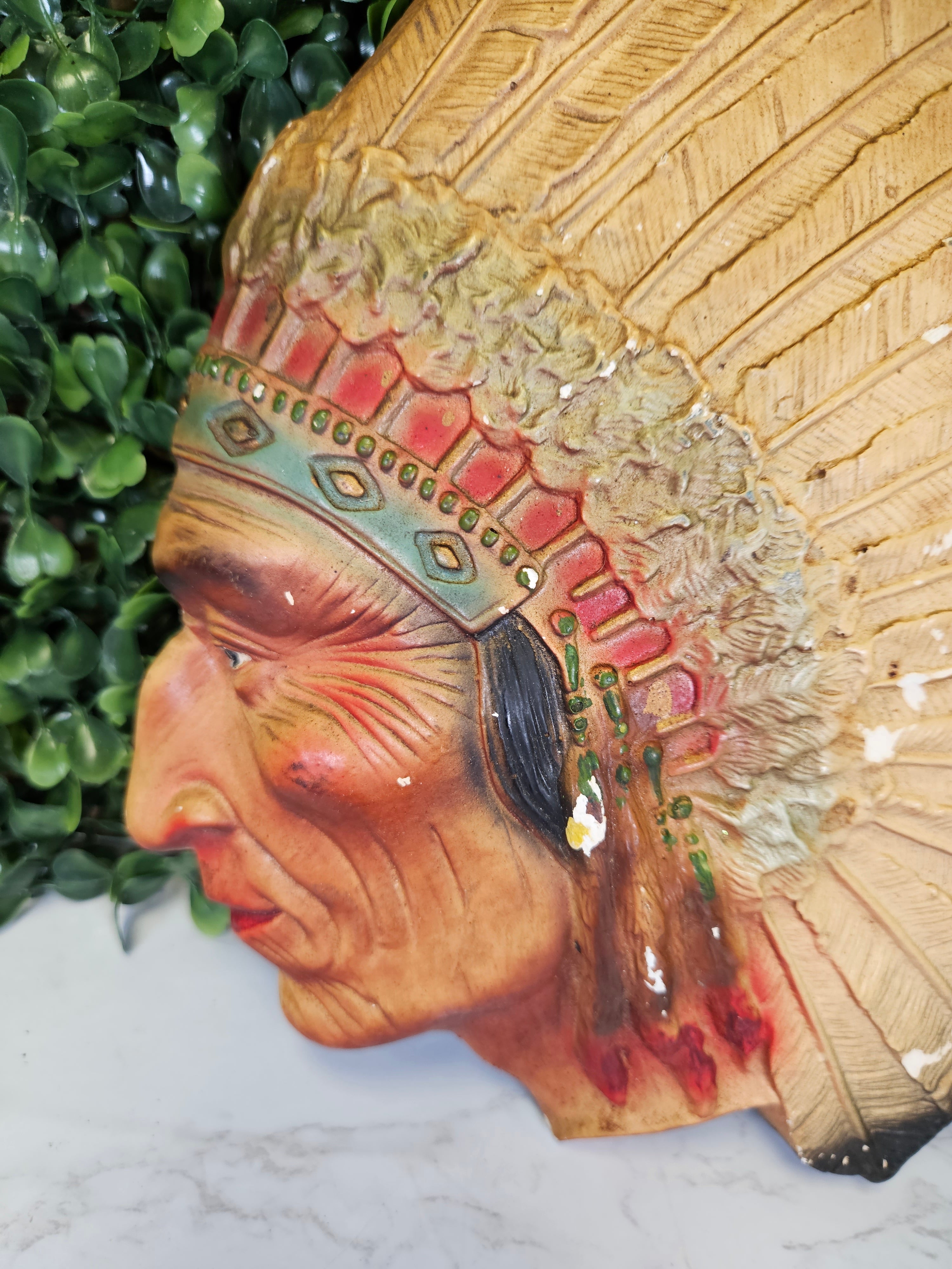 Native American deals Plaster Large Indian Chief