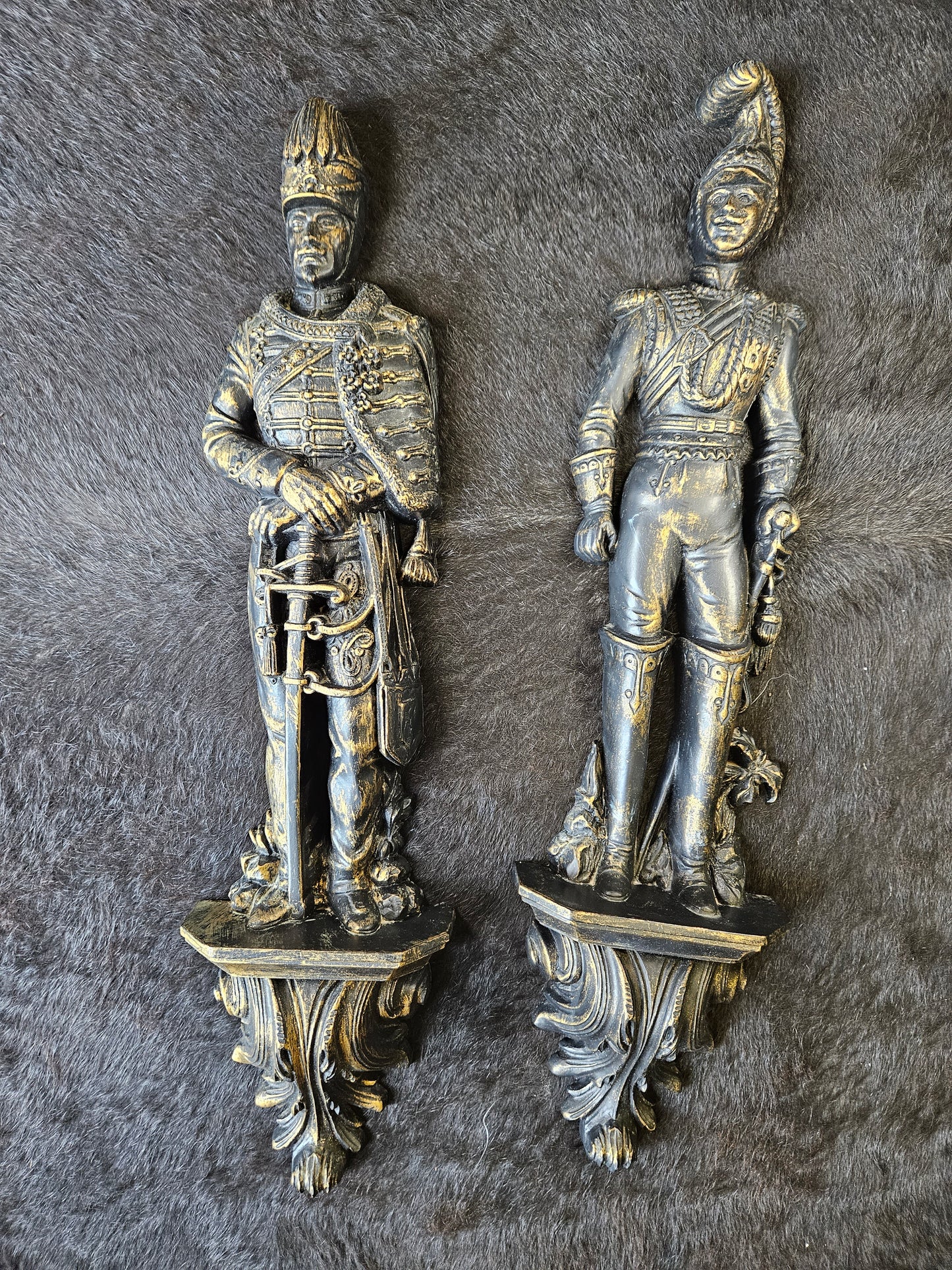 Pair 1965 Burwood Products Company Soldiers 24” Wall Hanging MCM Art Decor Vtg