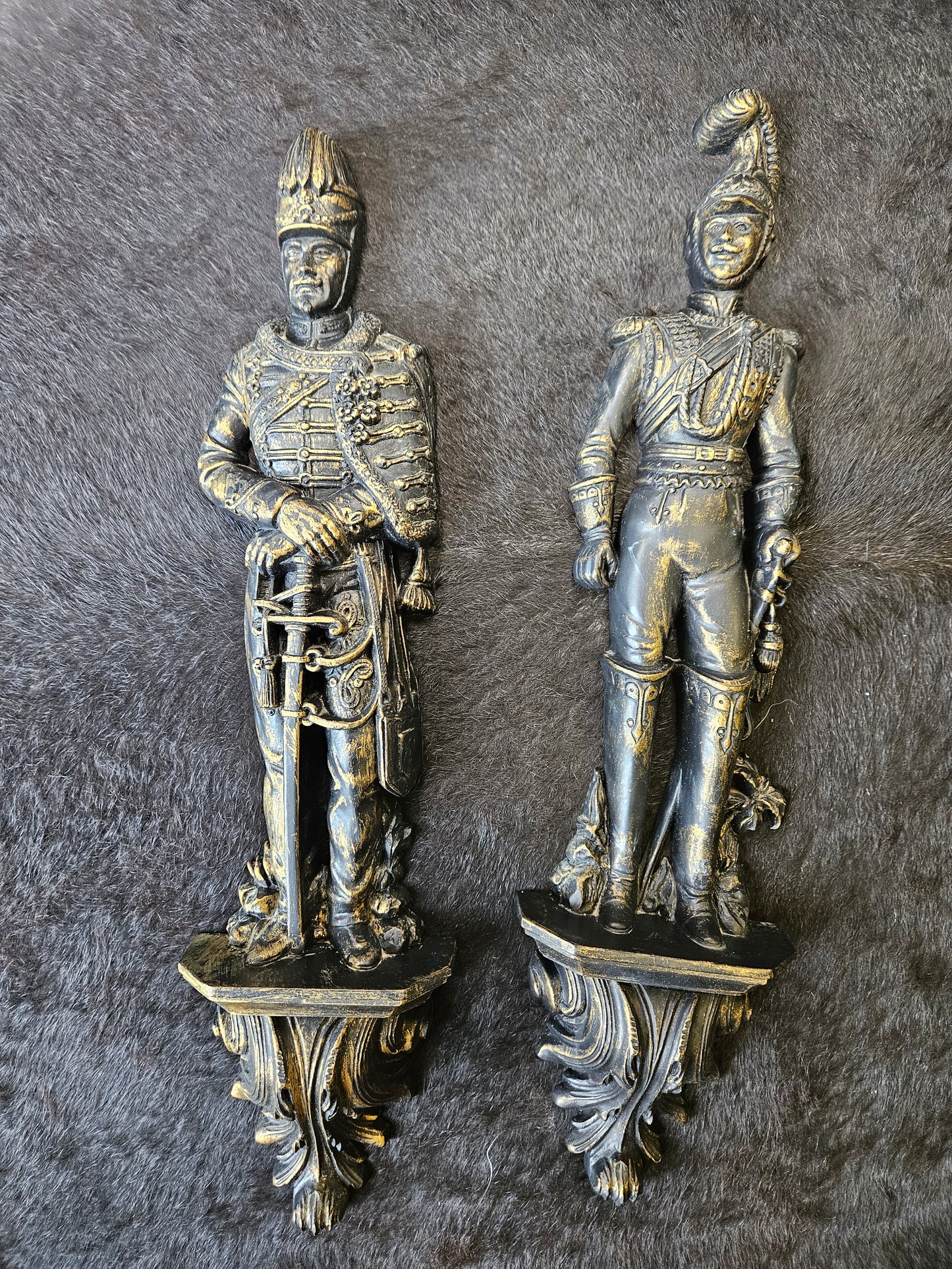 Pair 1965 Burwood Products Company Soldiers 24” Wall Hanging MCM Art Decor Vtg