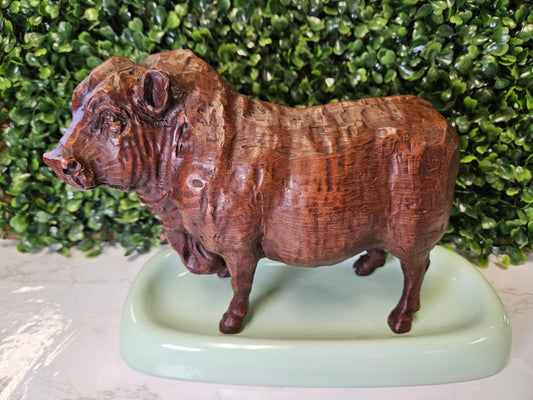 BEAUTIFUL WOOD LOOK BULL FIGURE