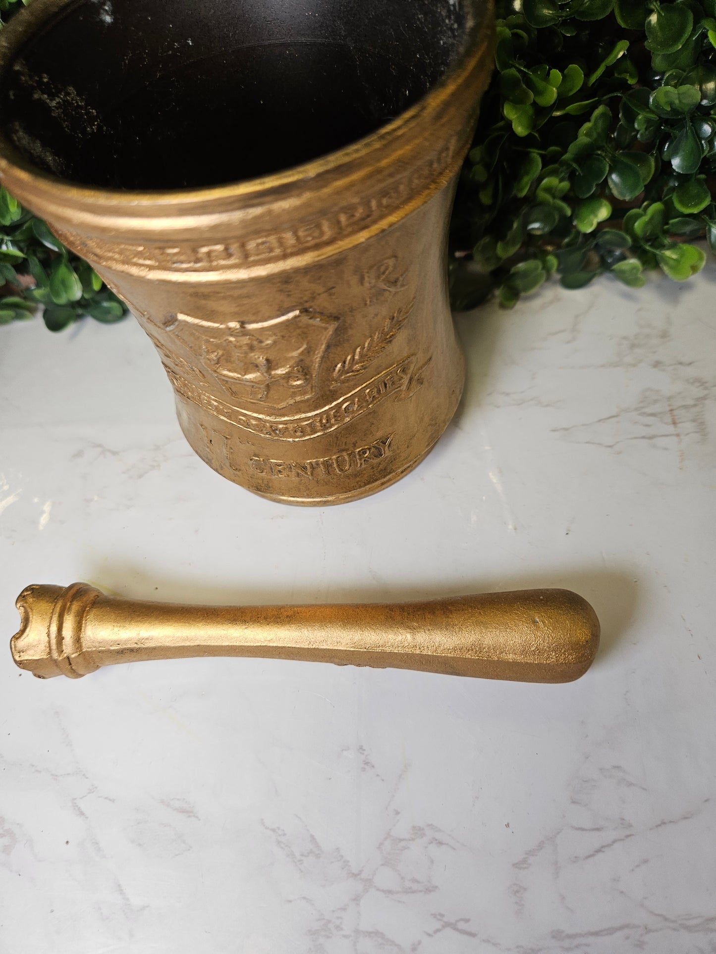 Vintage Commemorative Mortar and Pestle | Society of Apothecaries | 17th Century gold