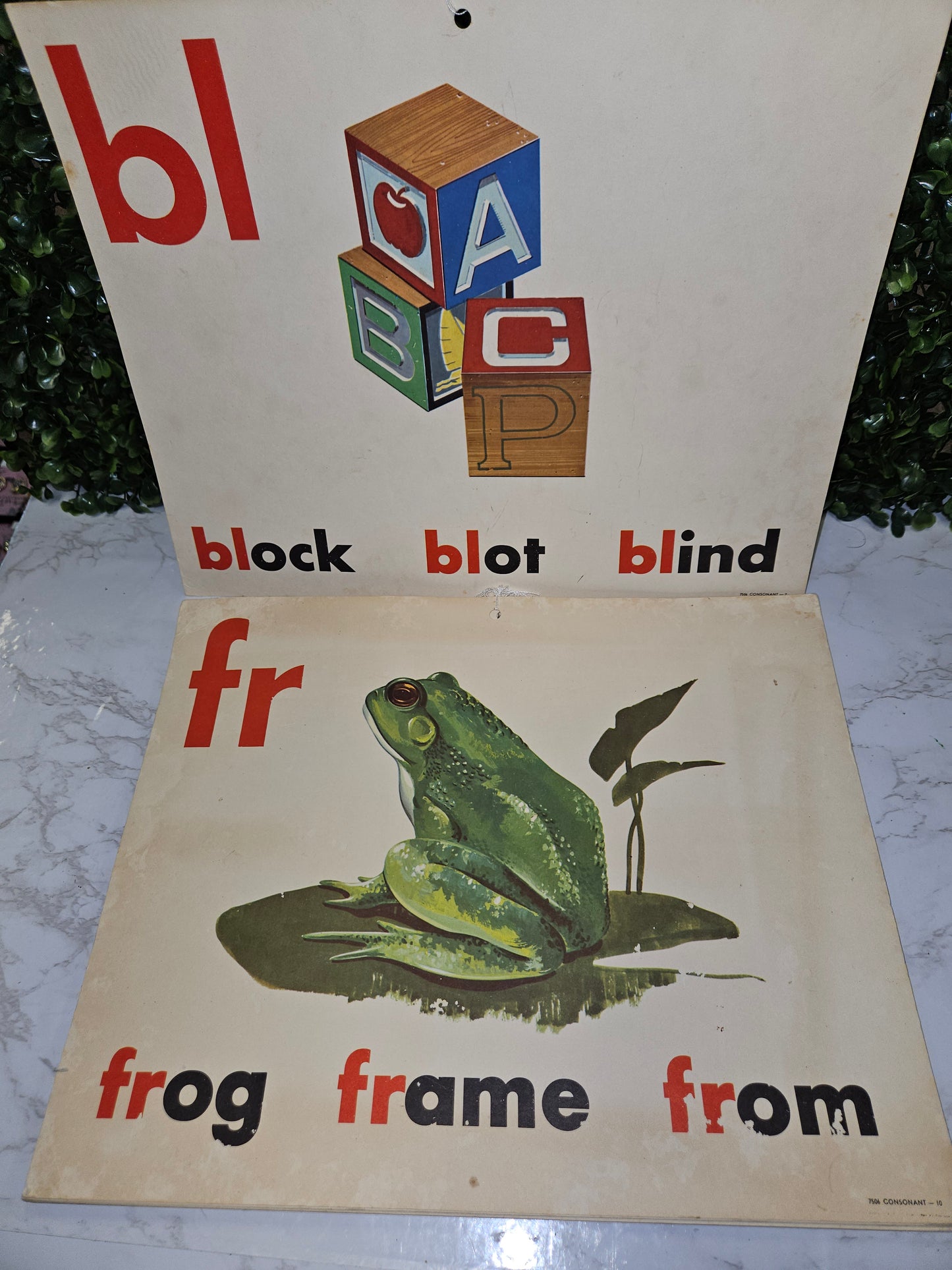 Vintage large classroom alphabet cards - posters - flash cards