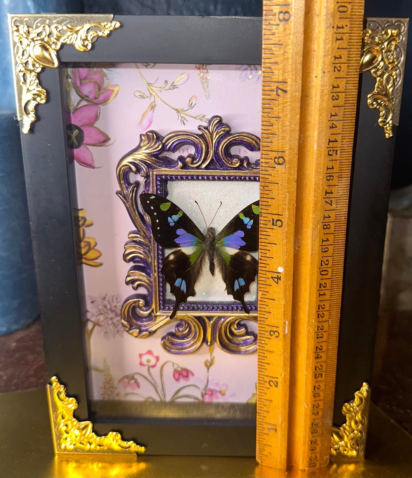 Purple floral framed butterfly -purple swallowtail