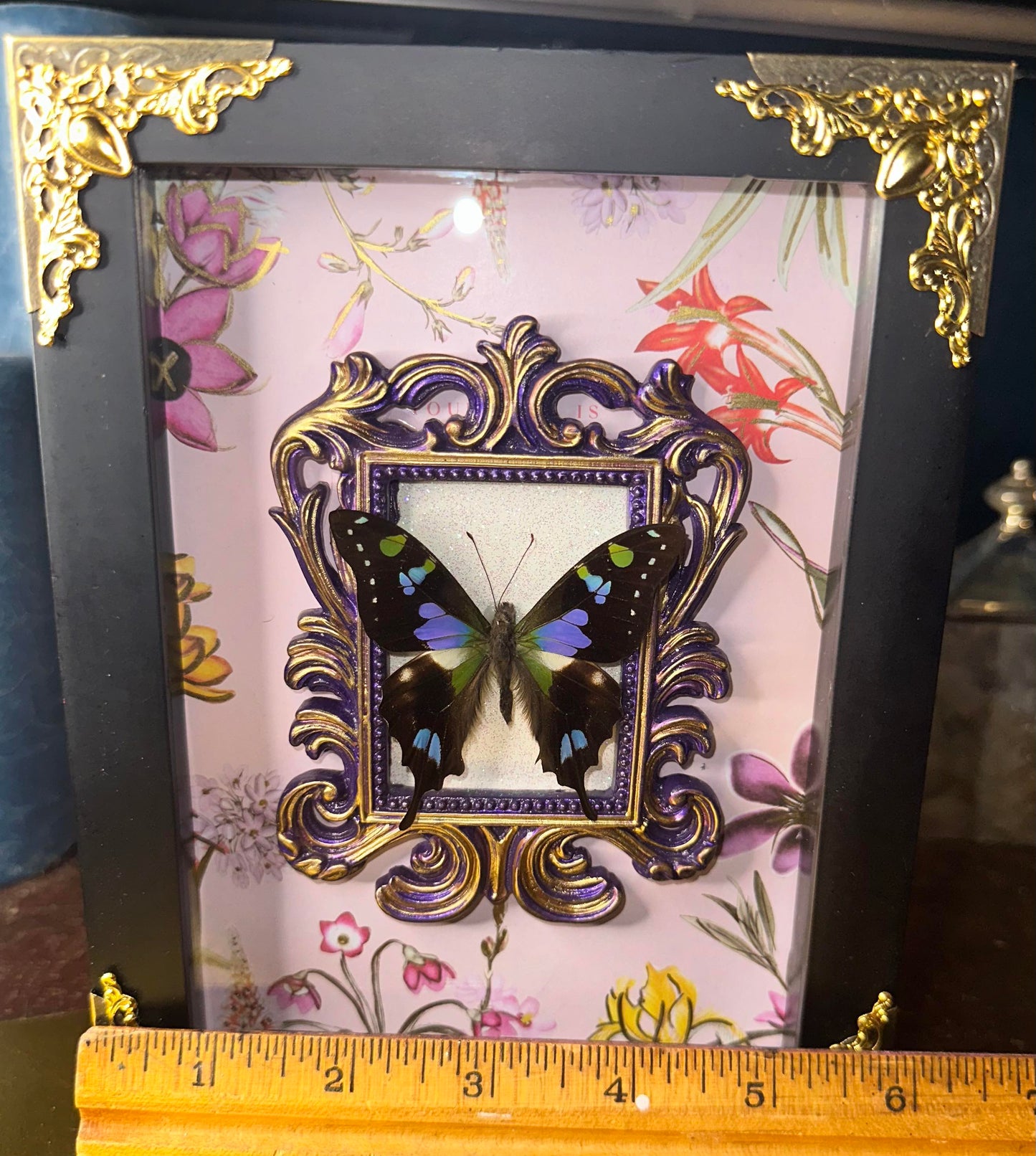 Purple floral framed butterfly -purple swallowtail