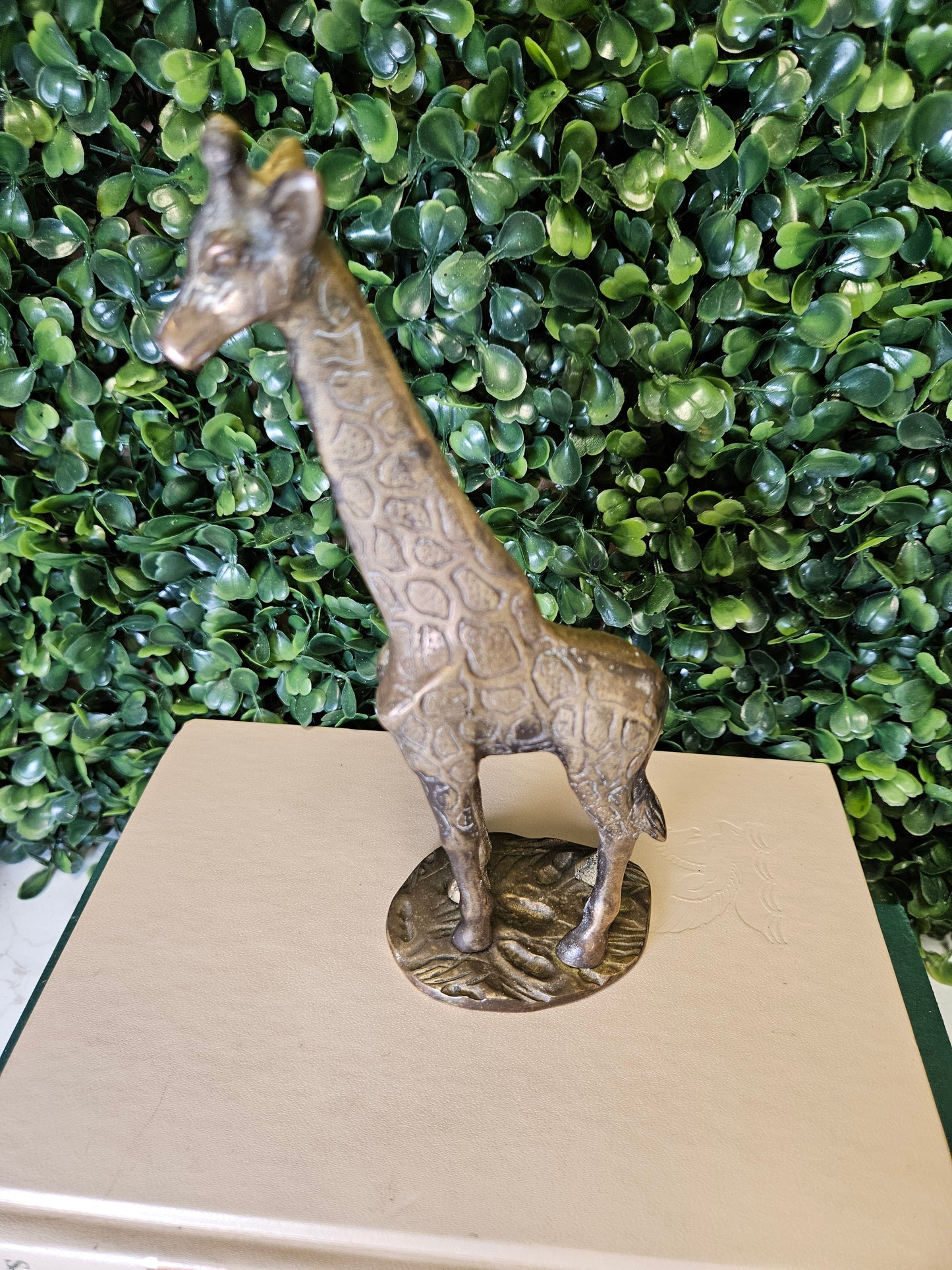 Vintage brass baby giraffe 6.5" figure with base