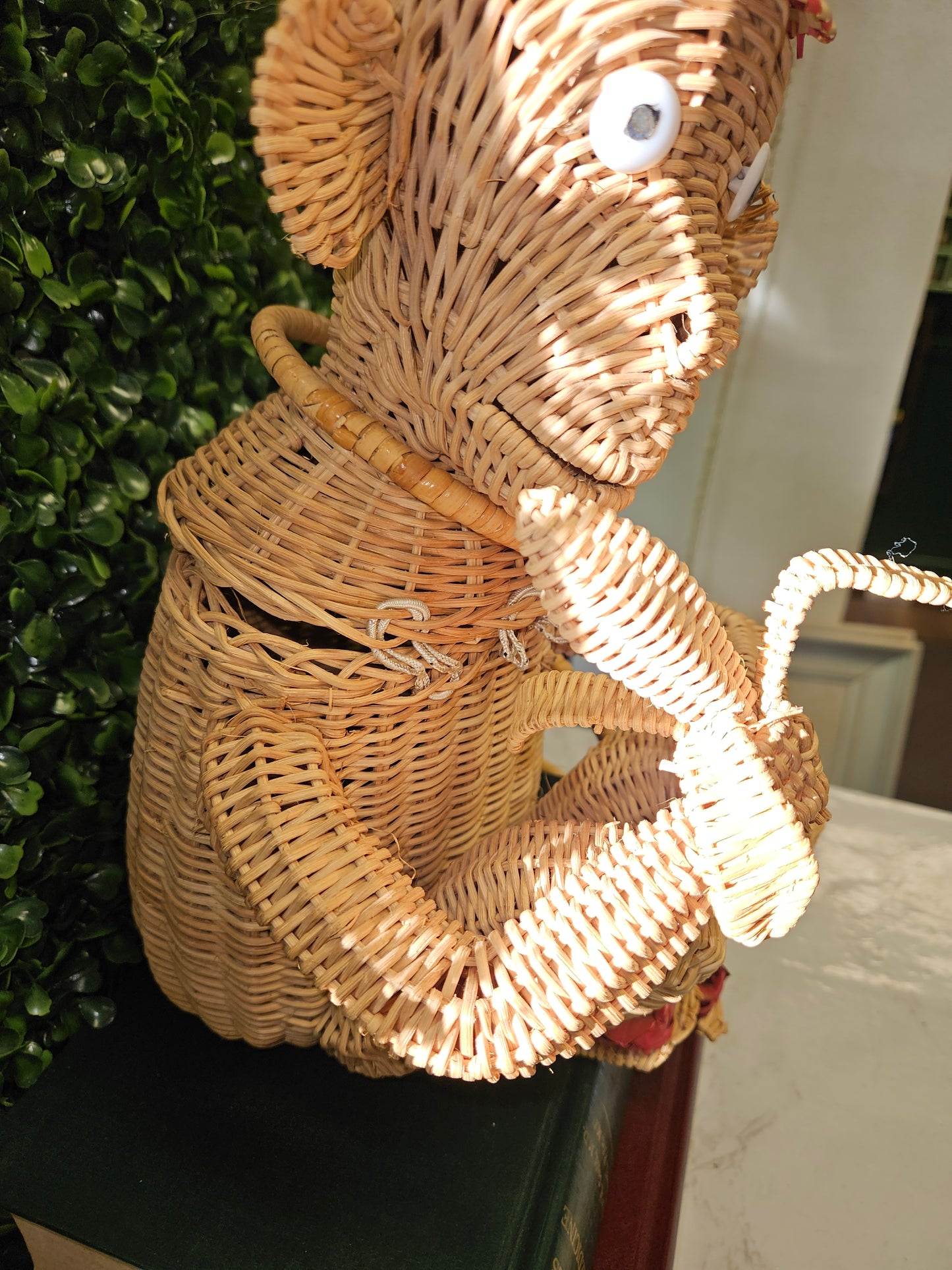 Rare! 13" vintage wicker rattan monkey figure purse mid century - pin up - collectors