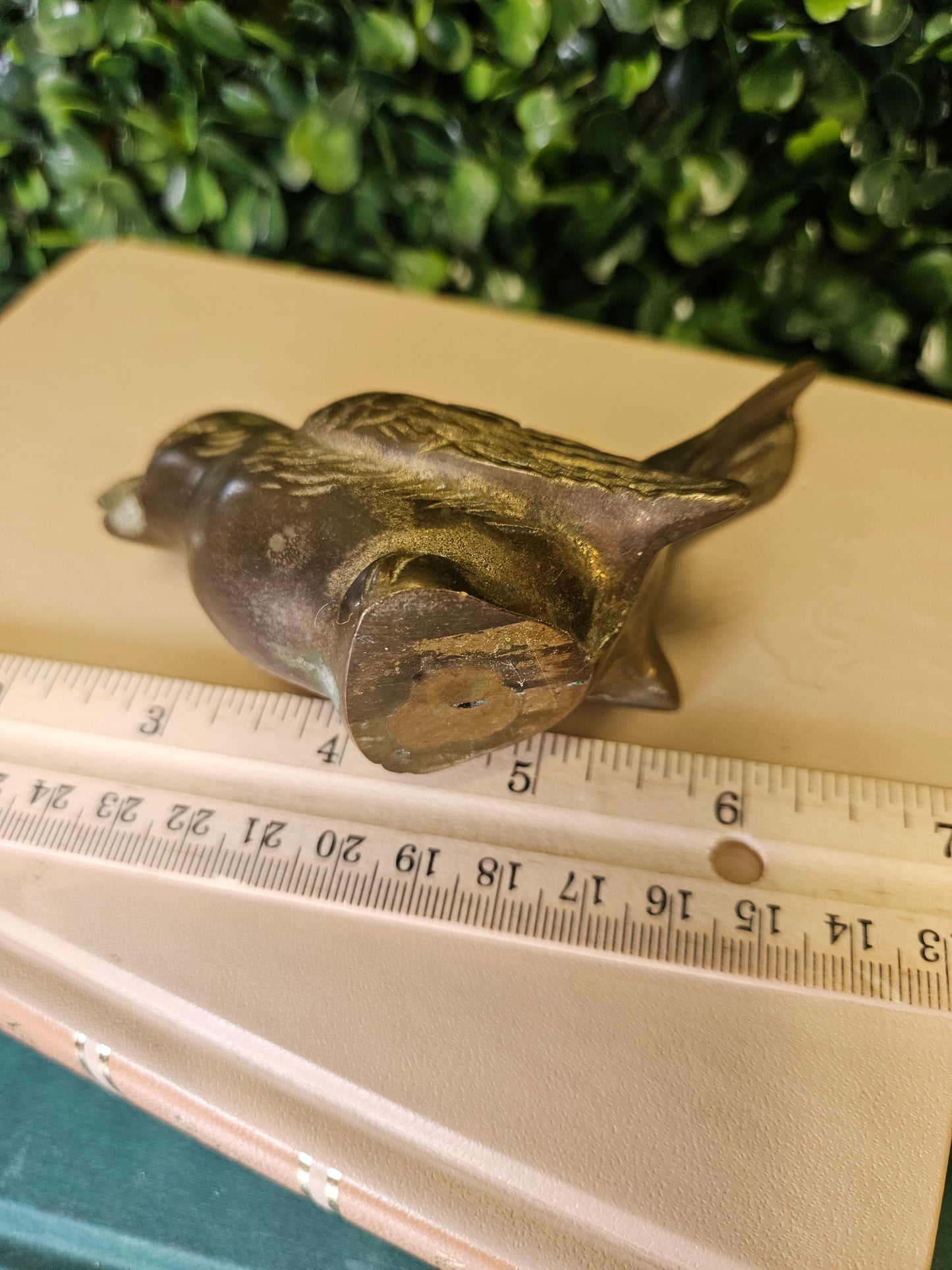 Vintage brass bird figure 2" x 4" song bird