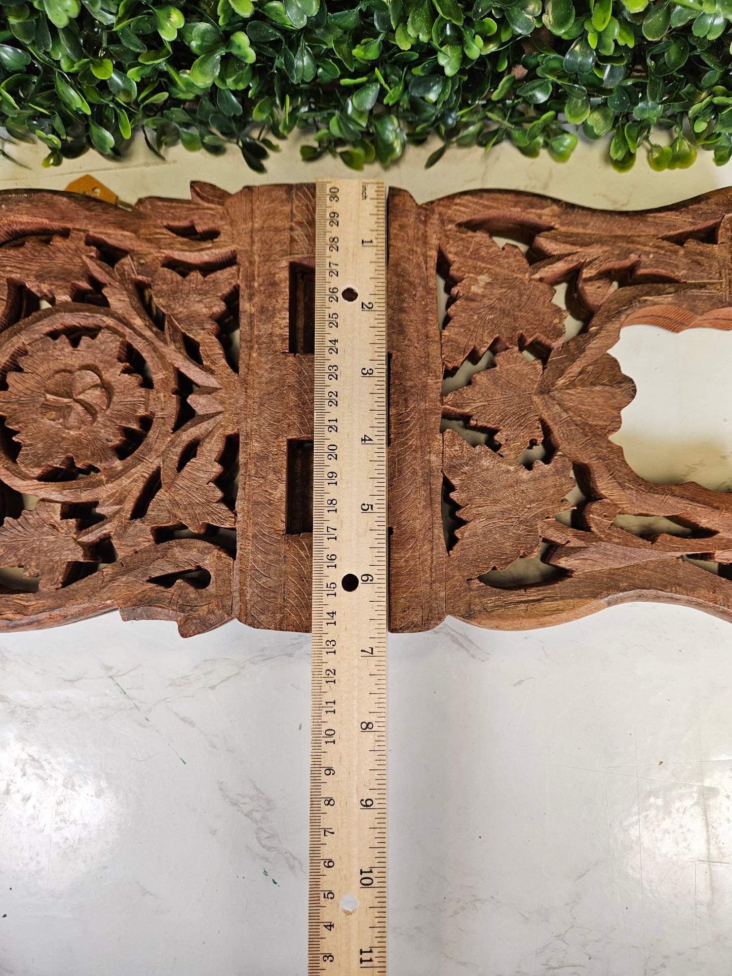 Vintage wood carved book holder - India