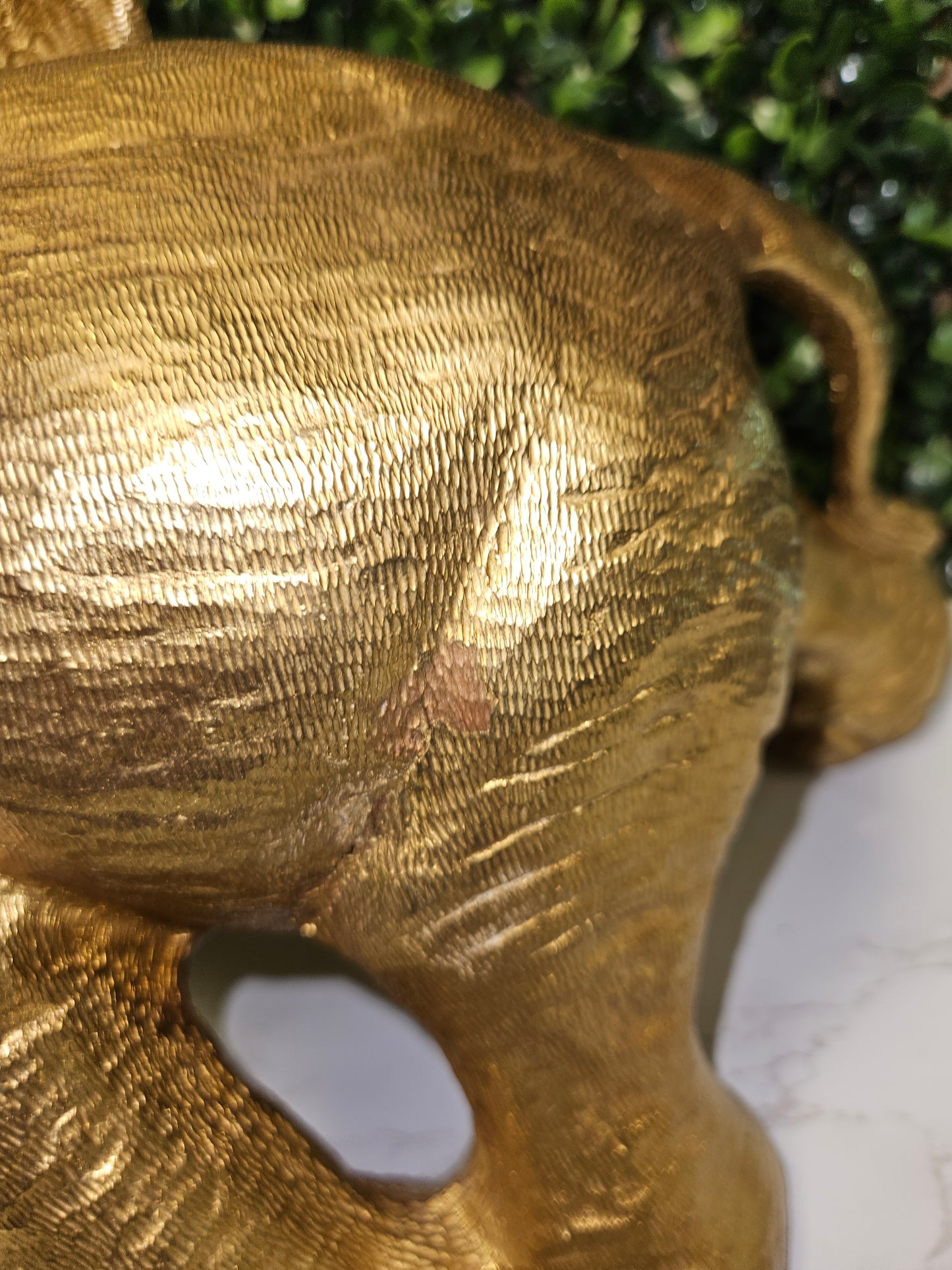 Vintage brass trunk up elephant -cast - texture 13"