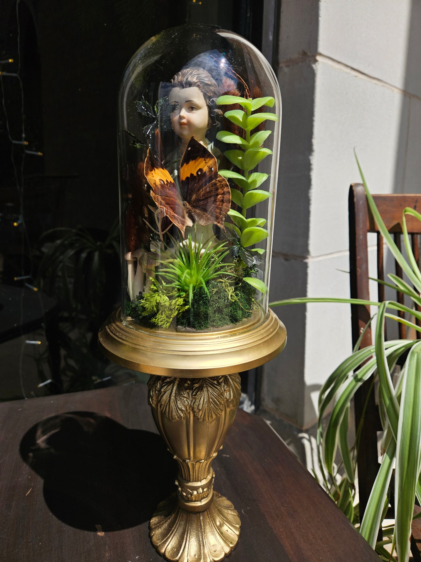 lefton victorian bust mushroom butterfly mini world